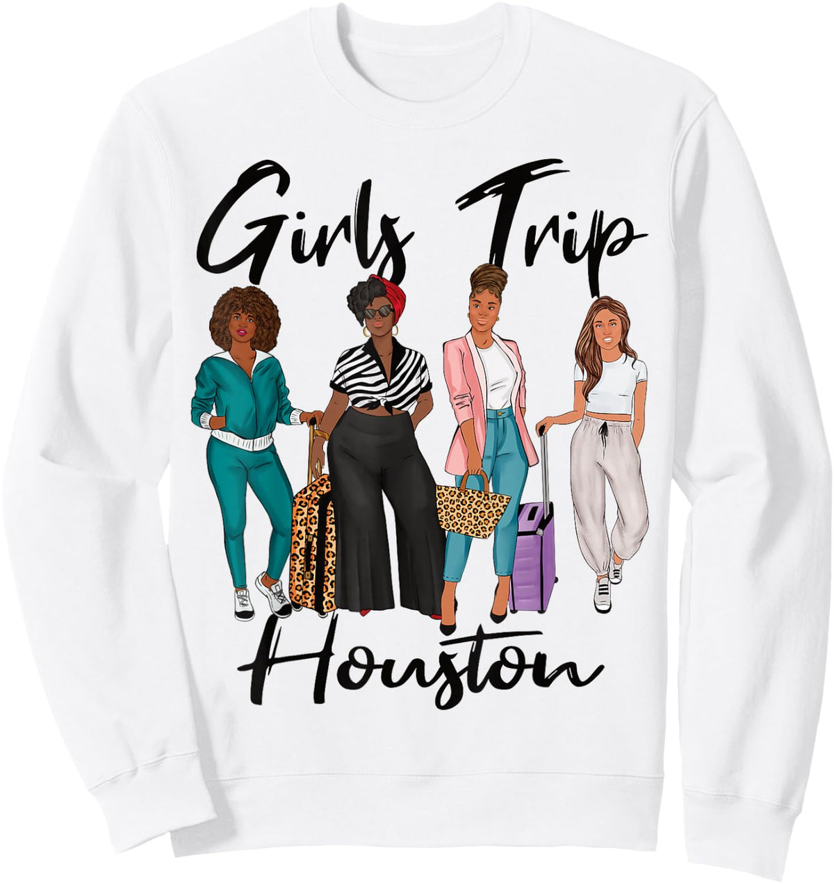 Girls Trip Houston For Melanin Afro Black Vacation Women Sweatshirt - Sweatshirt | White