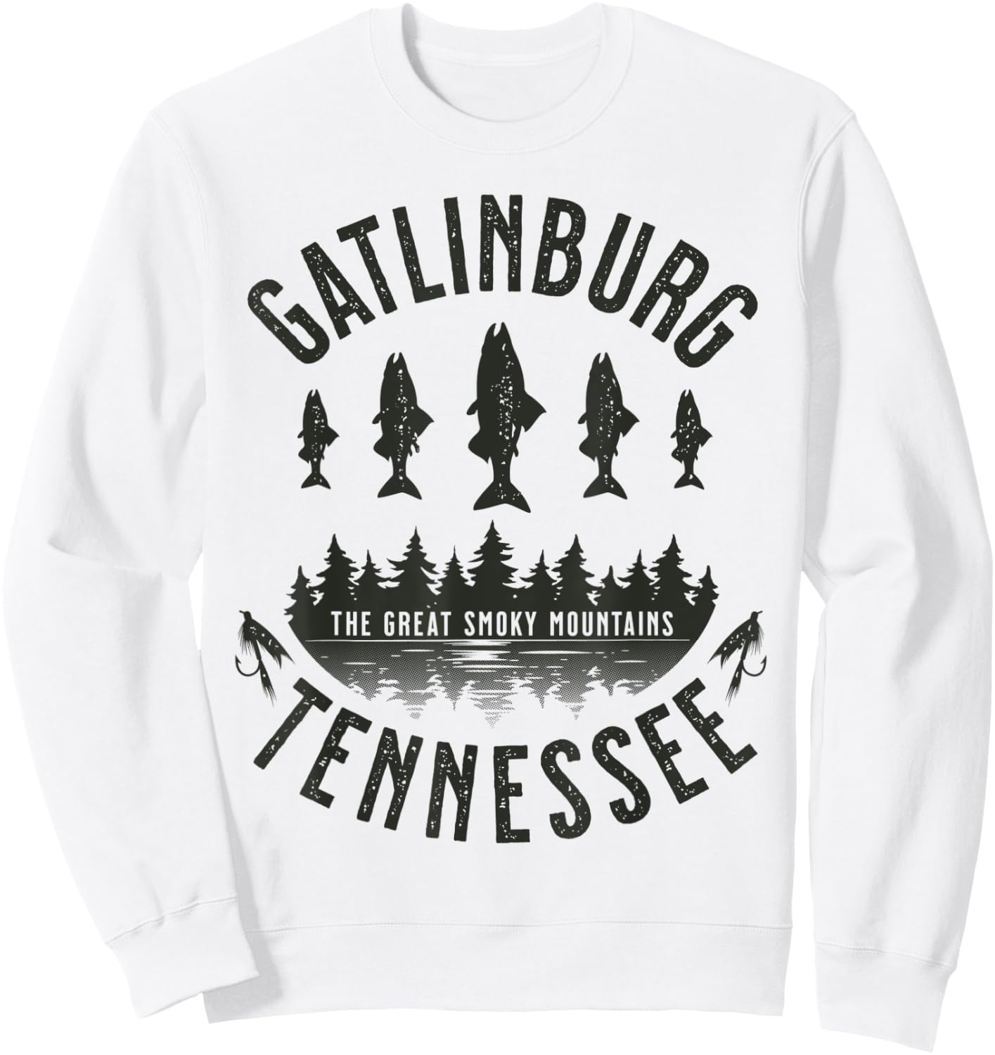 Gatlinburg Tennessee Rainbow Trout Fly Fishing Sweatshirt - Sweatshirt | White
