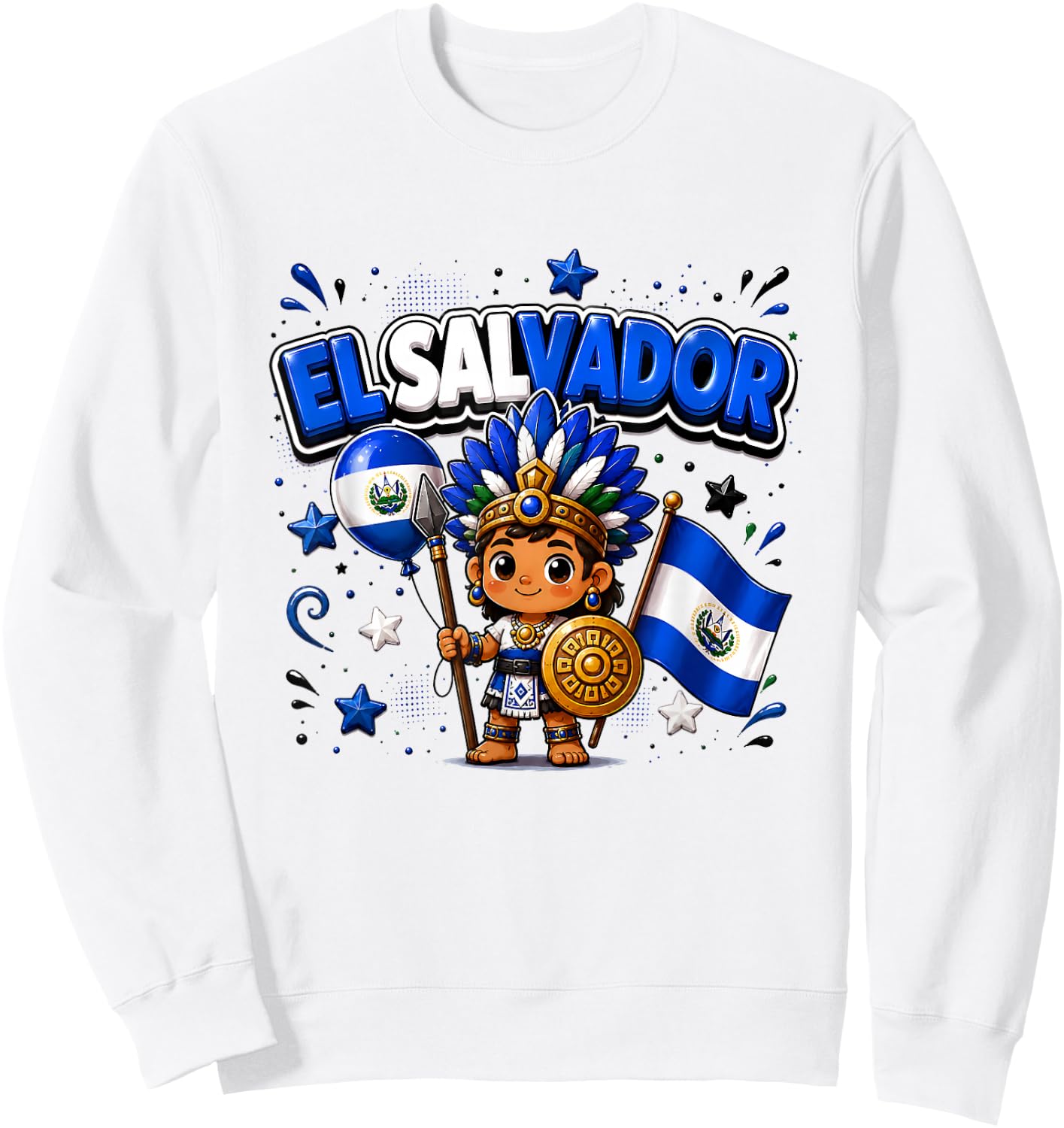 El Salvador Flag Shirt, El Salvador map, Salvador Sweatshirt - Sweatshirt | White