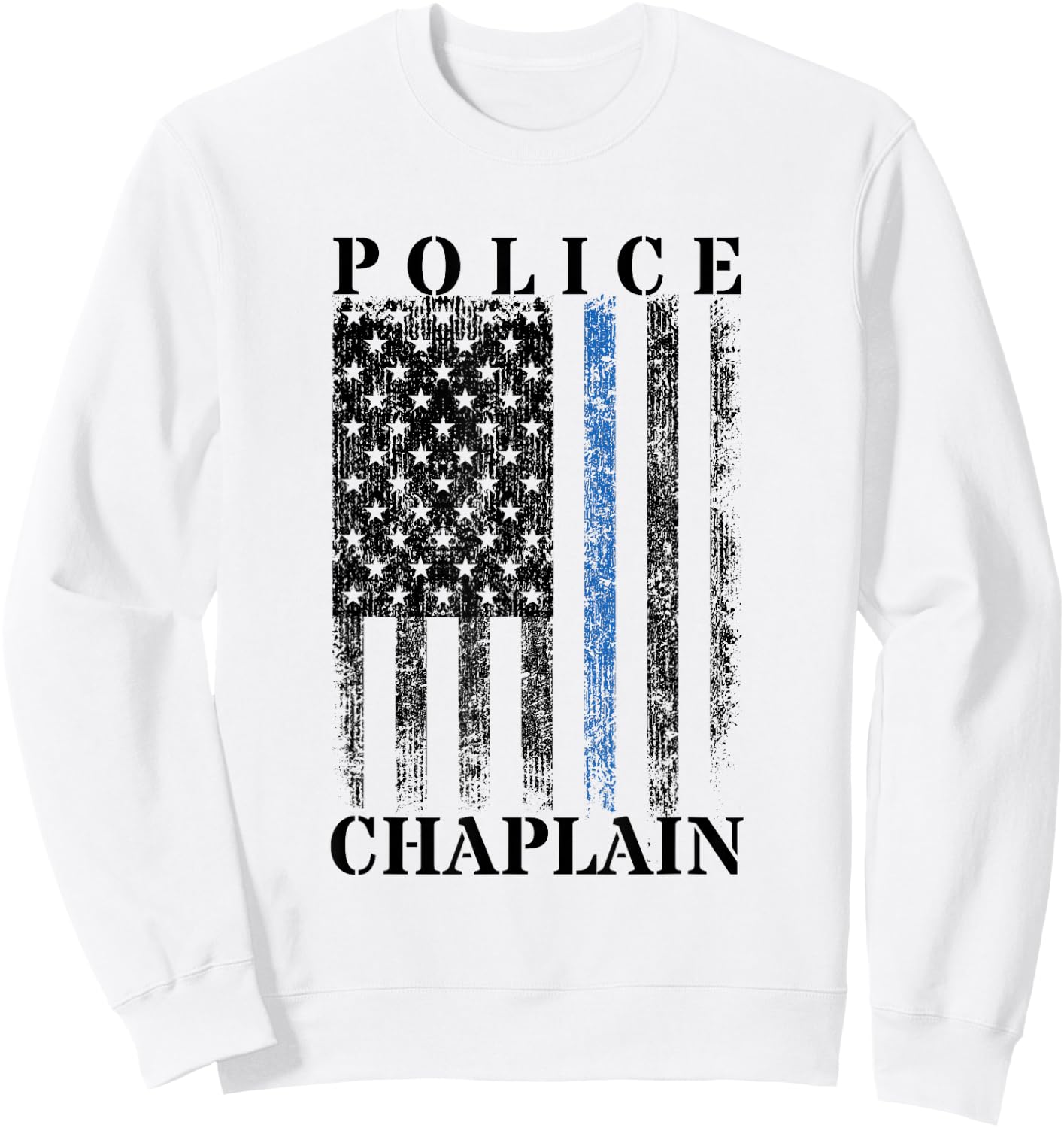 Police Chaplain American Flag USA Law Enforcement Sweatshirt - Sweatshirt | White
