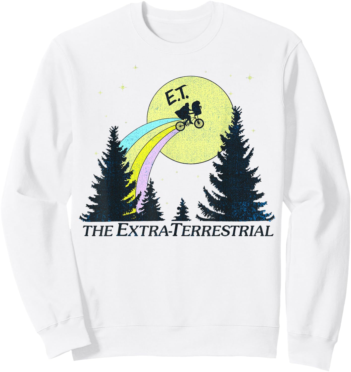 E.T. The Extra-Terrestrial Rainbow Bike Trail Sketch Sweatshirt - Sweatshirt | White