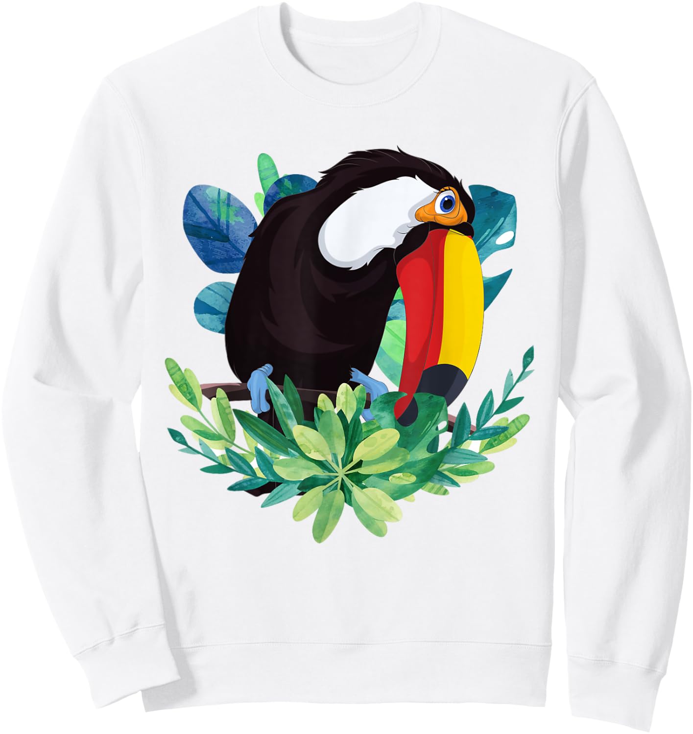 Tropical Flowers Exotic Bird Animal Lover Floral Toucan Sweatshirt - Sweatshirt | White