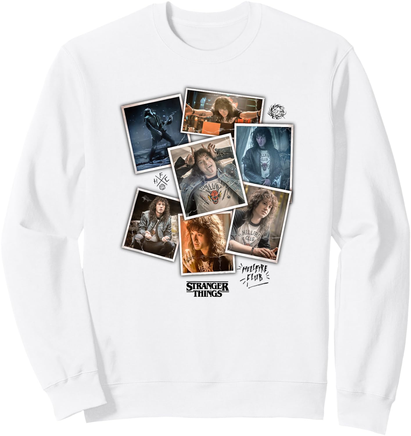 Stranger Things 4 Eddie Munson Scrapbook Photos Sweatshirt - Sweatshirt | White