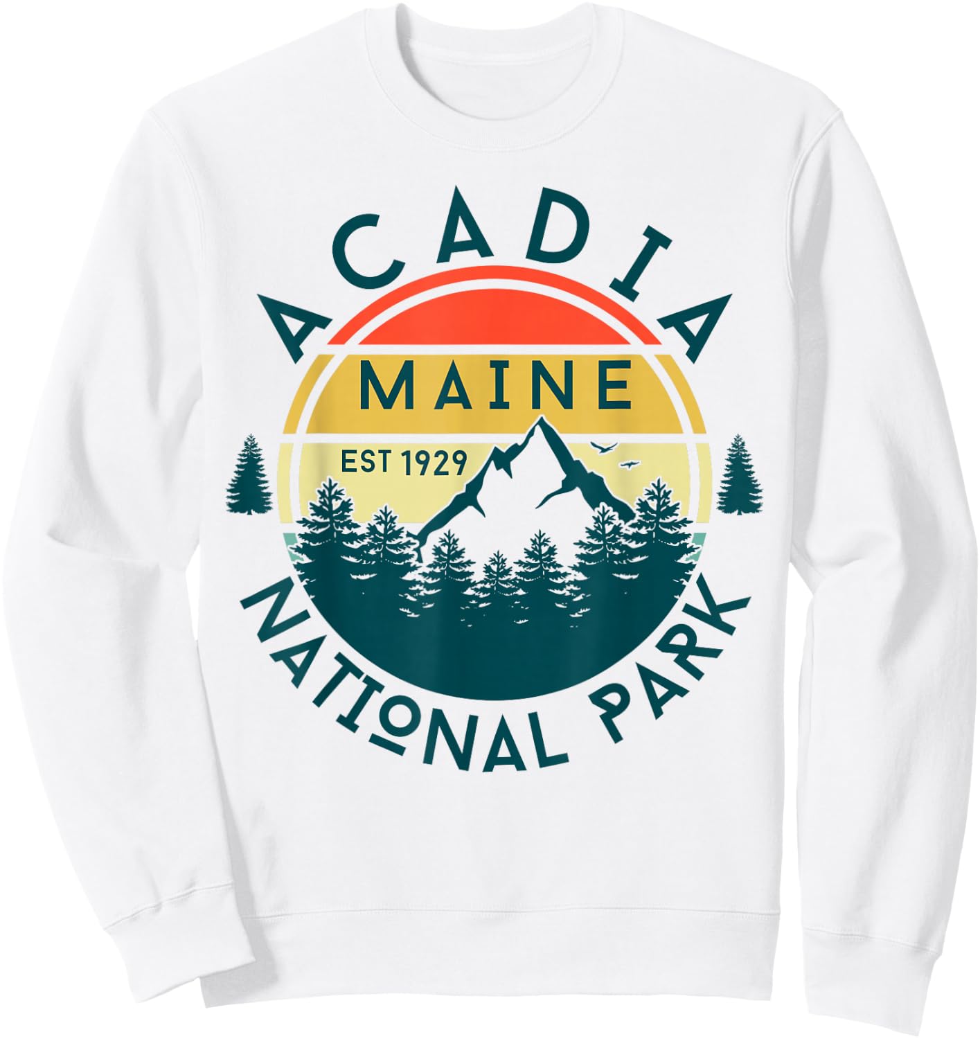 Acadia National Park Maine Mountains Nature Hiking Retro Sweatshirt - Sweatshirt | White