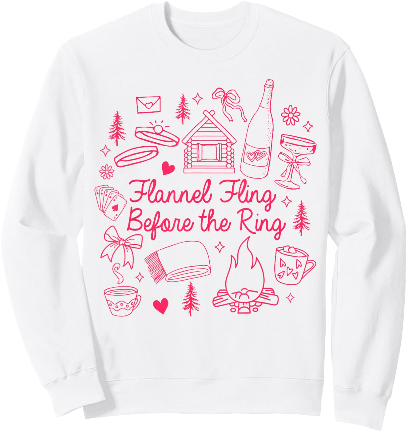 Fall Bachelorette Camping Cozy Flannel Fling Before The Ring Sweatshirt - Sweatshirt | White