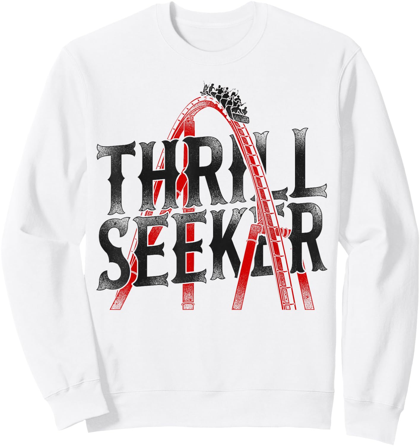 Roller Coaster Vintage Thrill Seeker Sweatshirt - Sweatshirt | White