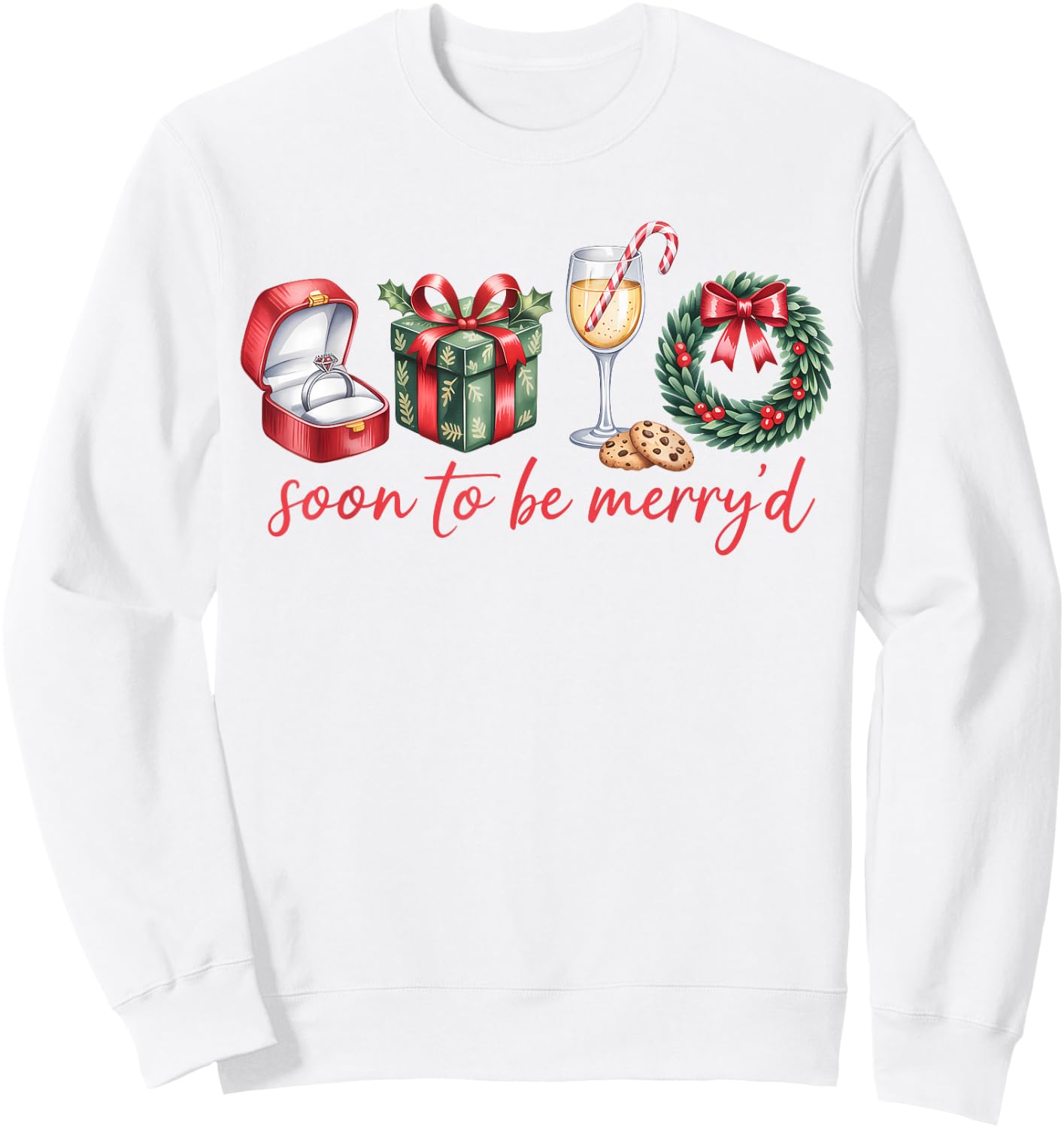 Soon to Be Merry'd Our First Christmas Engaged Couple Xmas Sweatshirt - Sweatshirt | White
