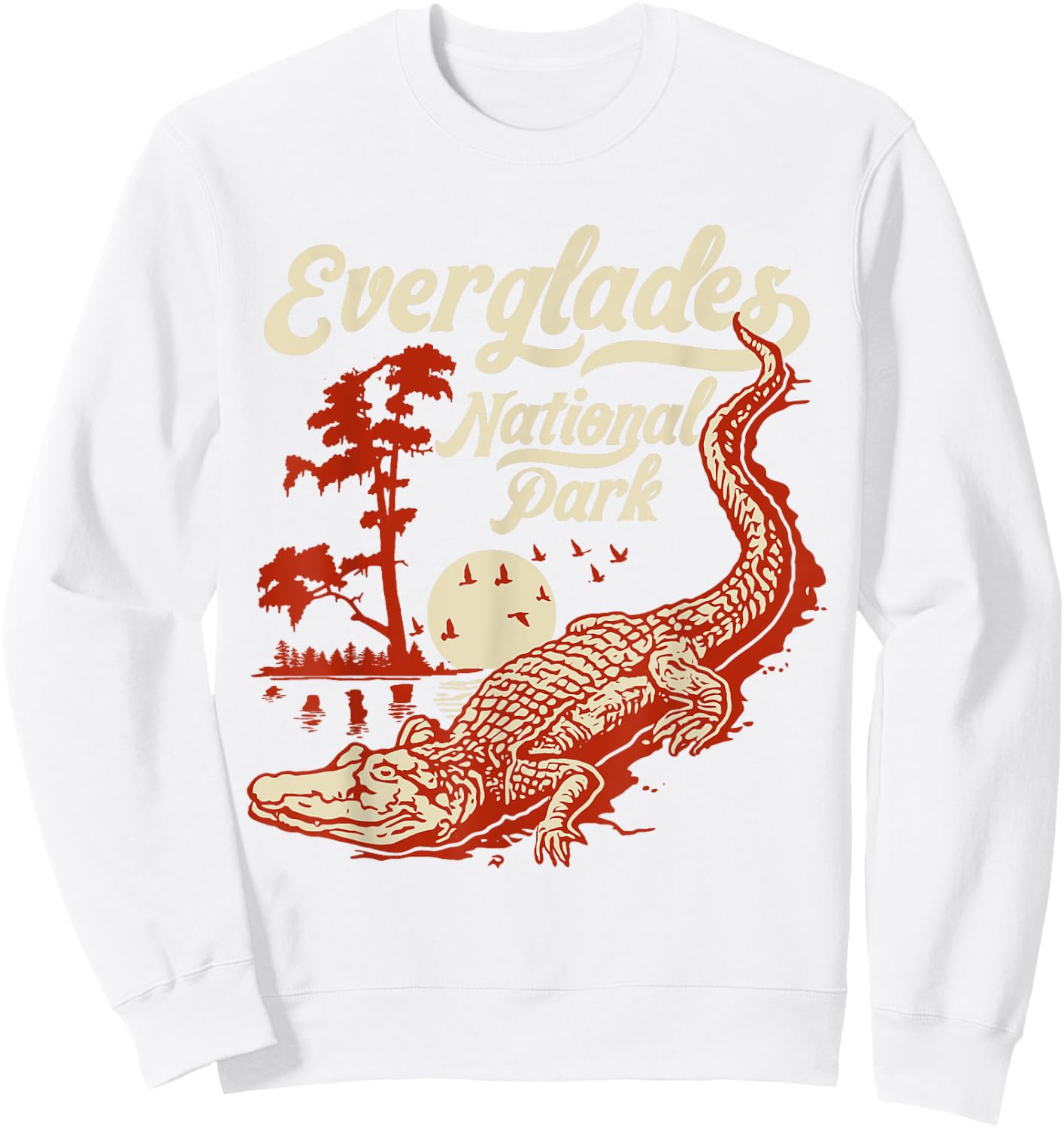 Everglades National Park Vintage Crocodile Alligator Florida Sweatshirt - Sweatshirt | White