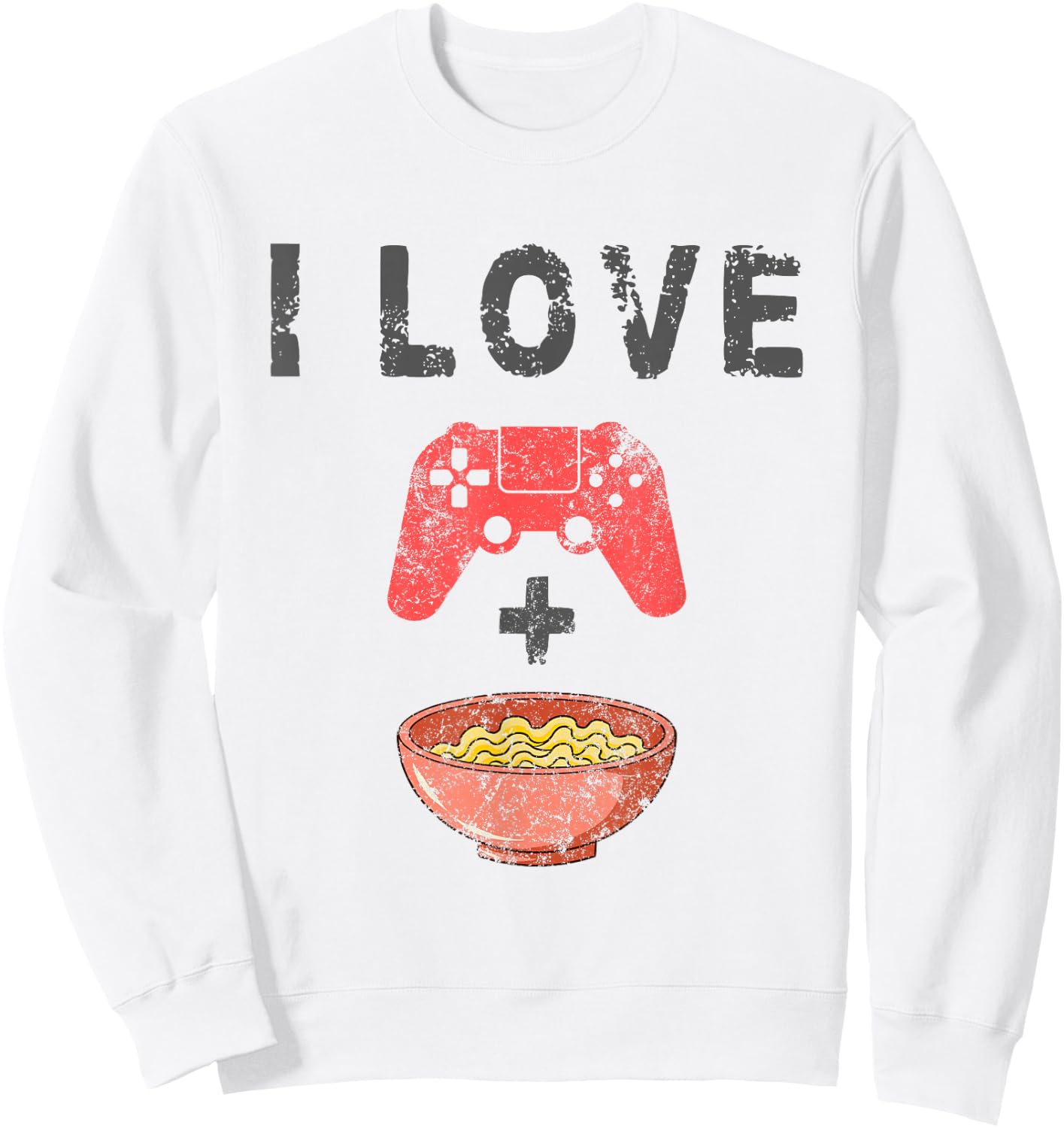 I Love Ramen and Gaming Funny Retro Noodles Gamer Small Sweatshirt - Sweatshirt | White