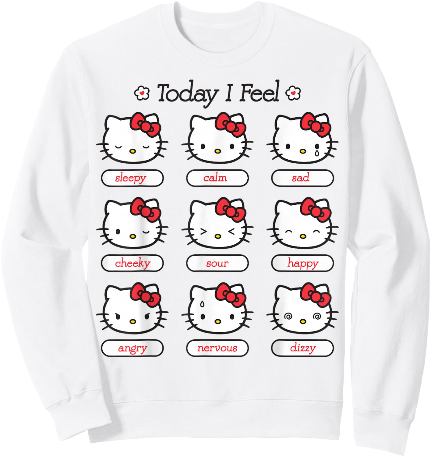 Hello Kitty Today I Feel Hello Kitty Mood Chart Sleepy Happy Sweatshirt - Sweatshirt | White