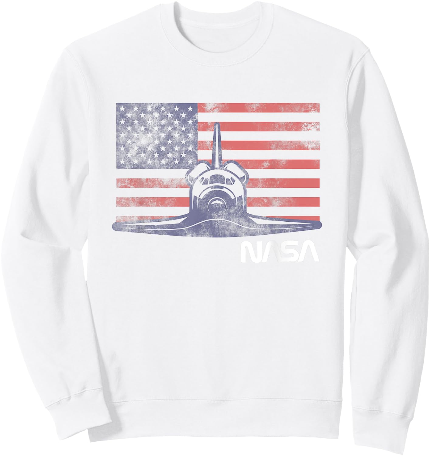 NASA Americana Space Shuttle Vintage US Retro Flag Poster Sweatshirt - Sweatshirt | White