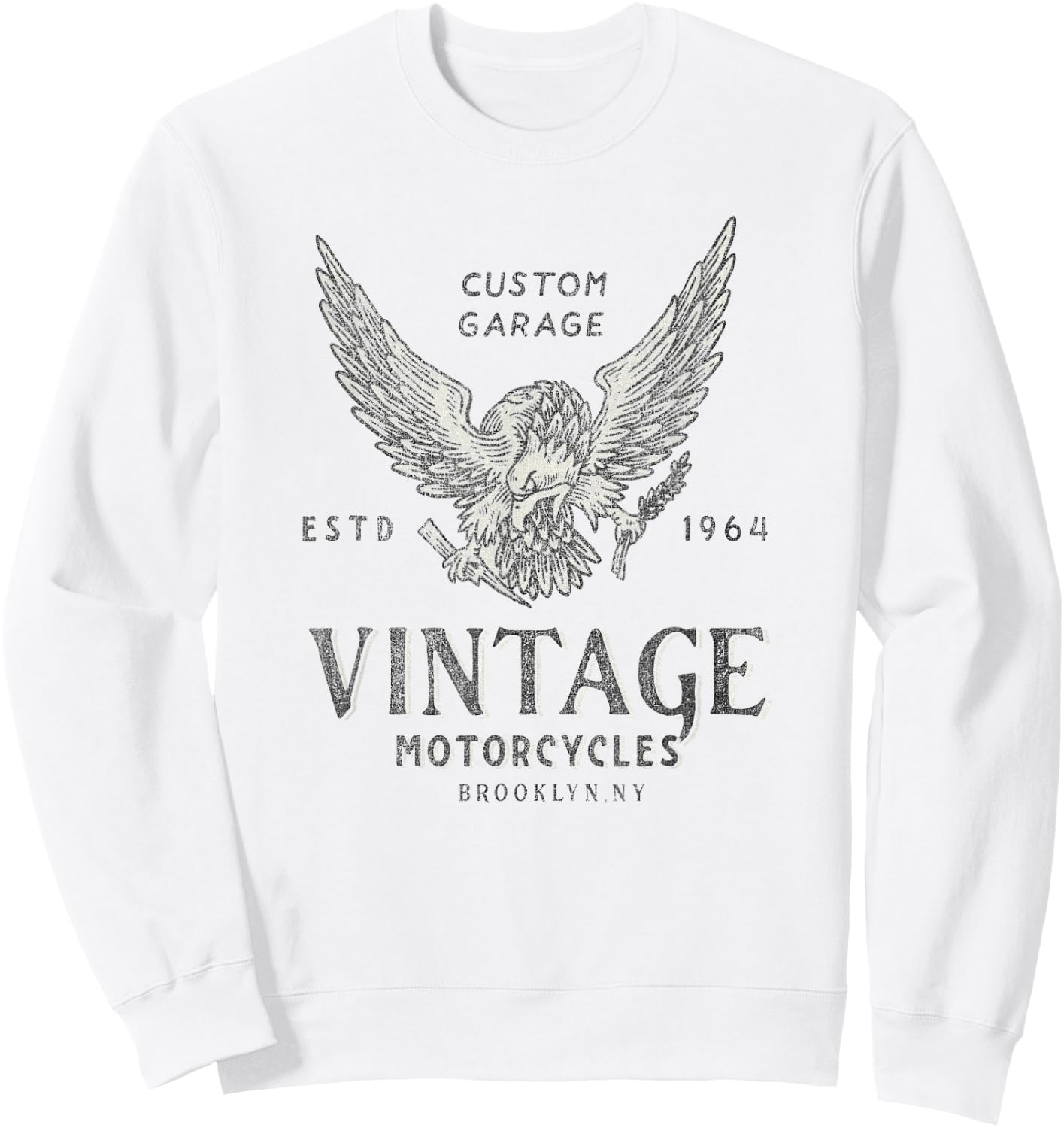 Trendy Vintage Motorcycles Brooklyn, NY Custom Garage Sweatshirt - Sweatshirt | White