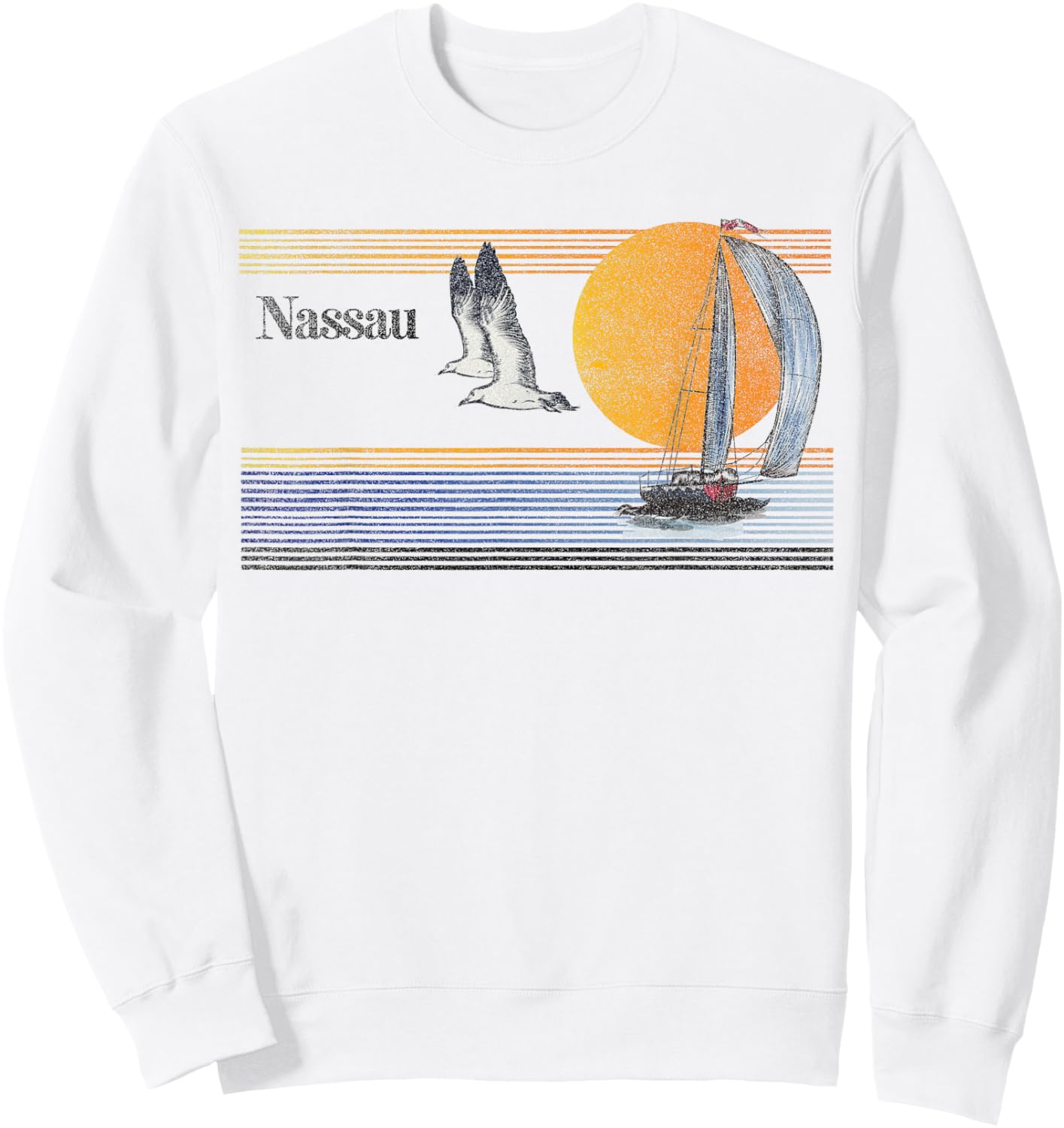 Nassau Bahamas Vintage Sailing Sailboat Sail Beach Retro Sweatshirt - Sweatshirt | White
