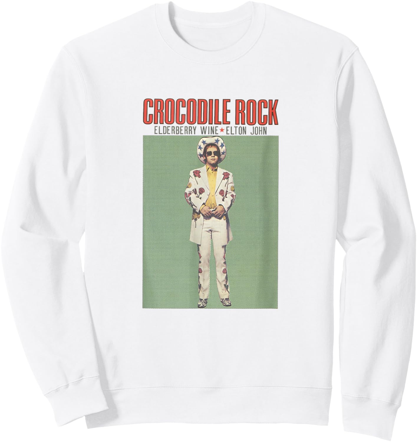 Elton John Official Crocodile Rock Sweatshirt - Sweatshirt | White