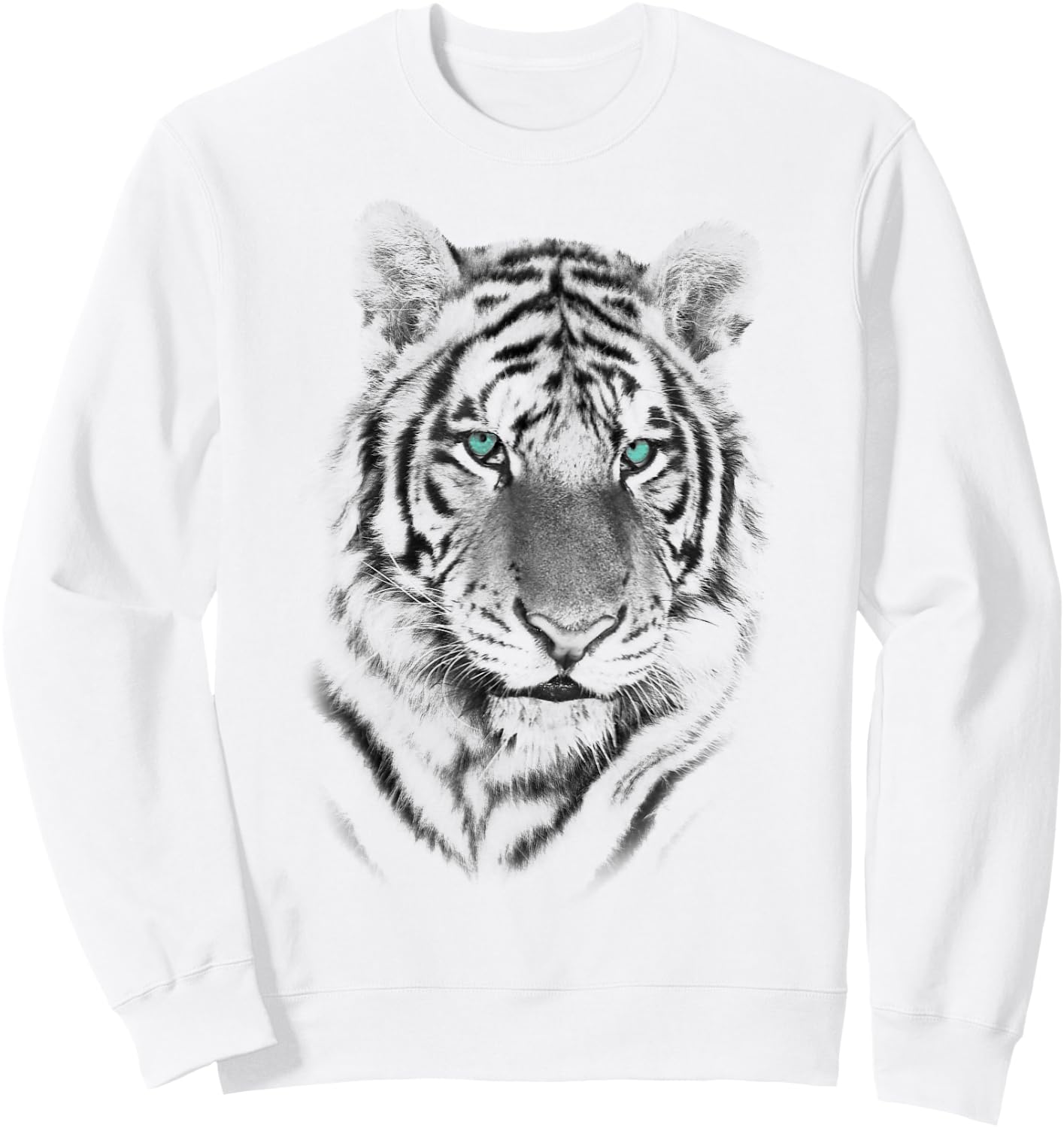 Tiger Face Black Print for Animal lover Sweatshirt - Sweatshirt | White