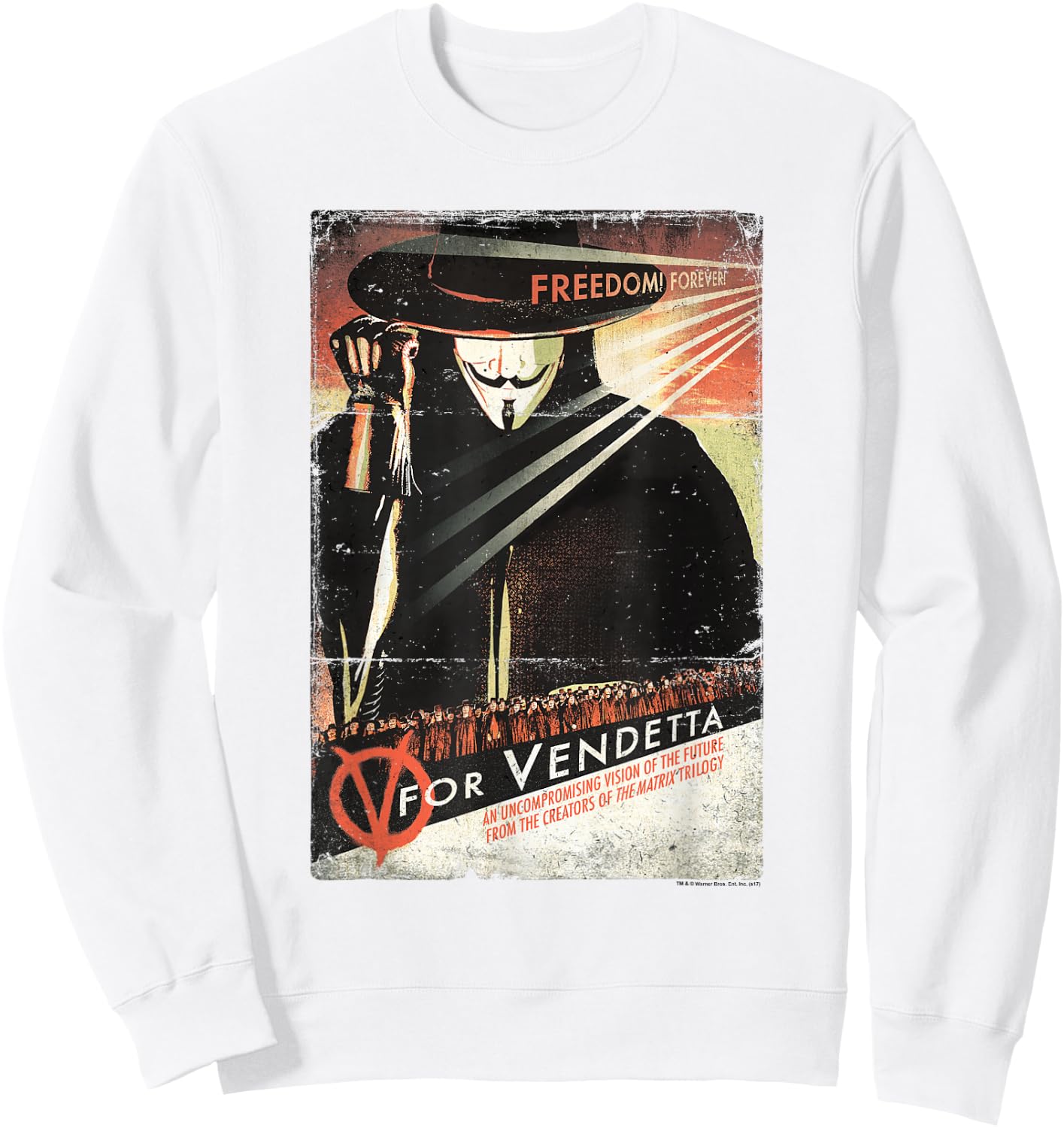 V for Vendetta Distressed Poster Sweatshirt - Sweatshirt | White