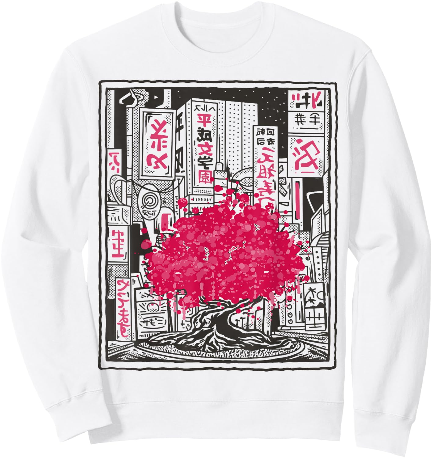 Japanese Cherry Blossom Tree City Sakura Sweatshirt - Sweatshirt | White