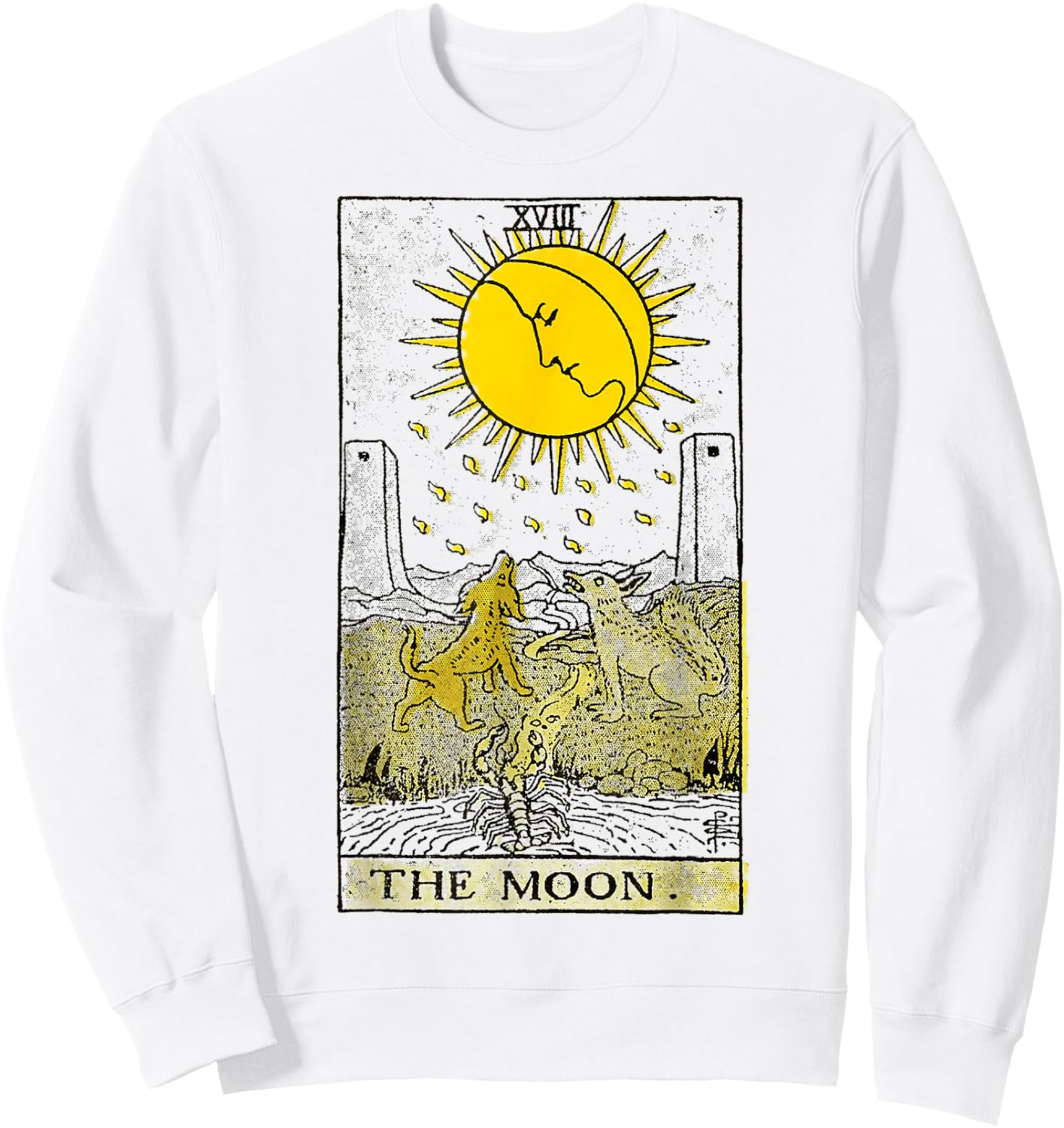 The Moon Tarot Card Vintage Sweatshirt - Sweatshirt | White