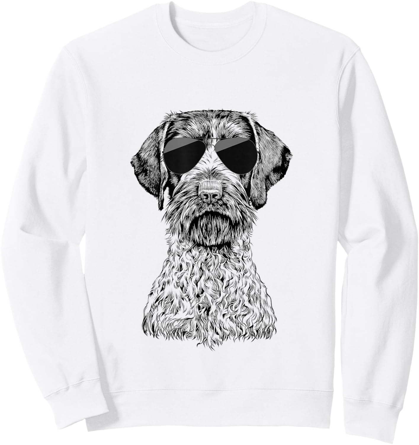 German Wirehaired Pointer GWP Dog with Sunglasses Sweatshirt - Sweatshirt | White