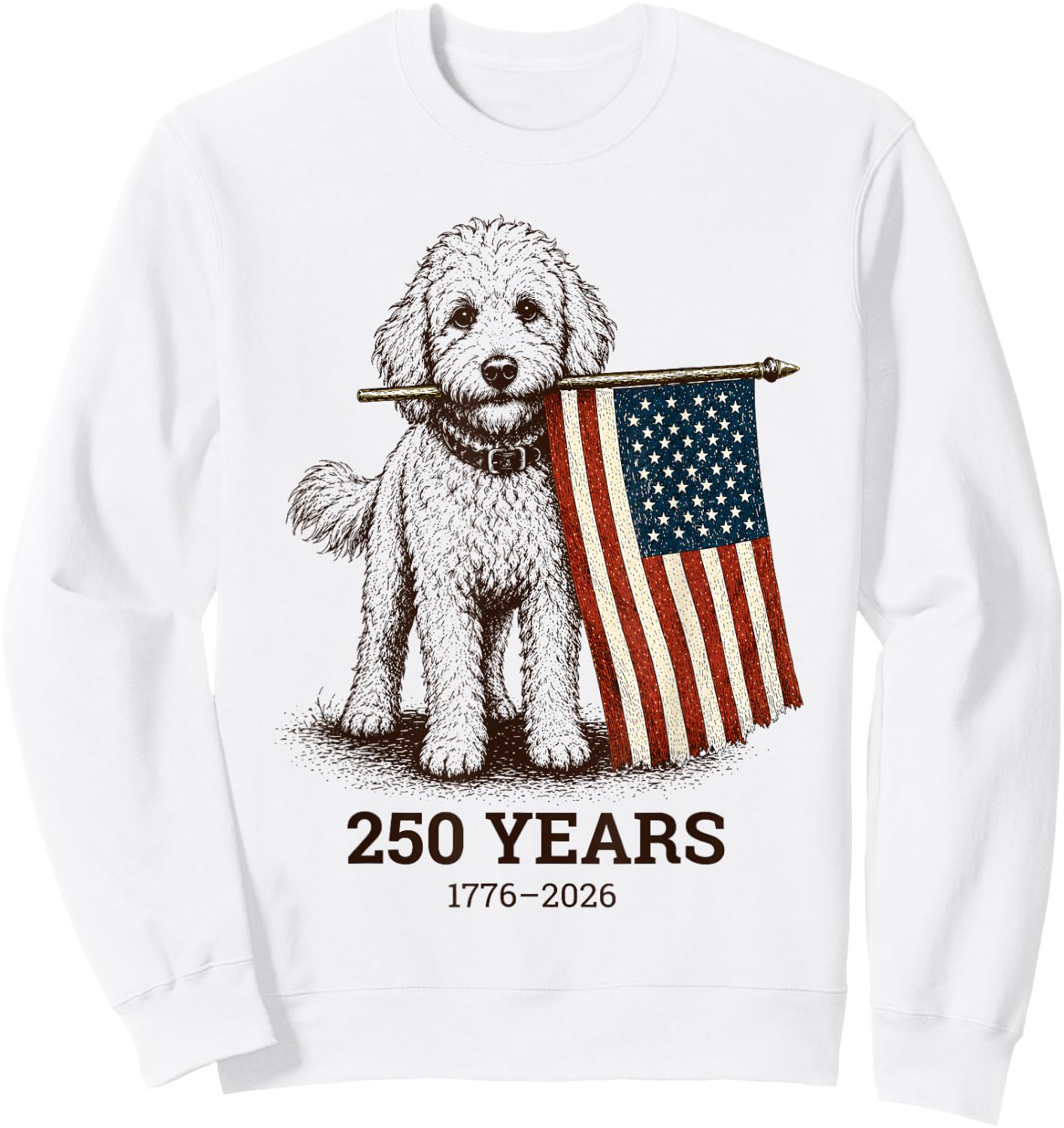 Vintage Goldendoodle Patriotic Dog 250 Years 1776 2026 Sweatshirt - Sweatshirt | White