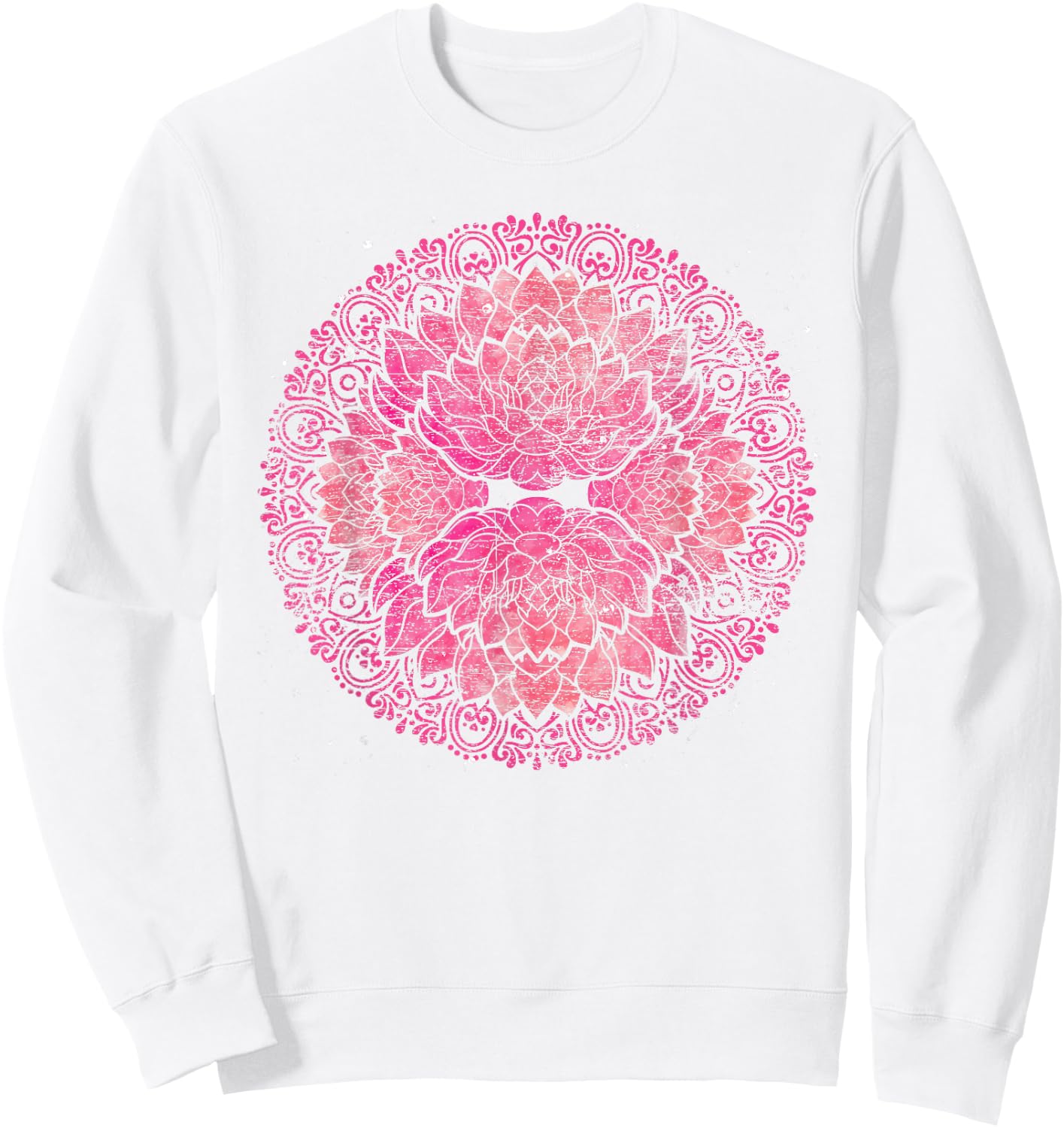 Yoga Flow Meditation Prana Art Flower Blossom Mandala Lotus Sweatshirt - Sweatshirt | White