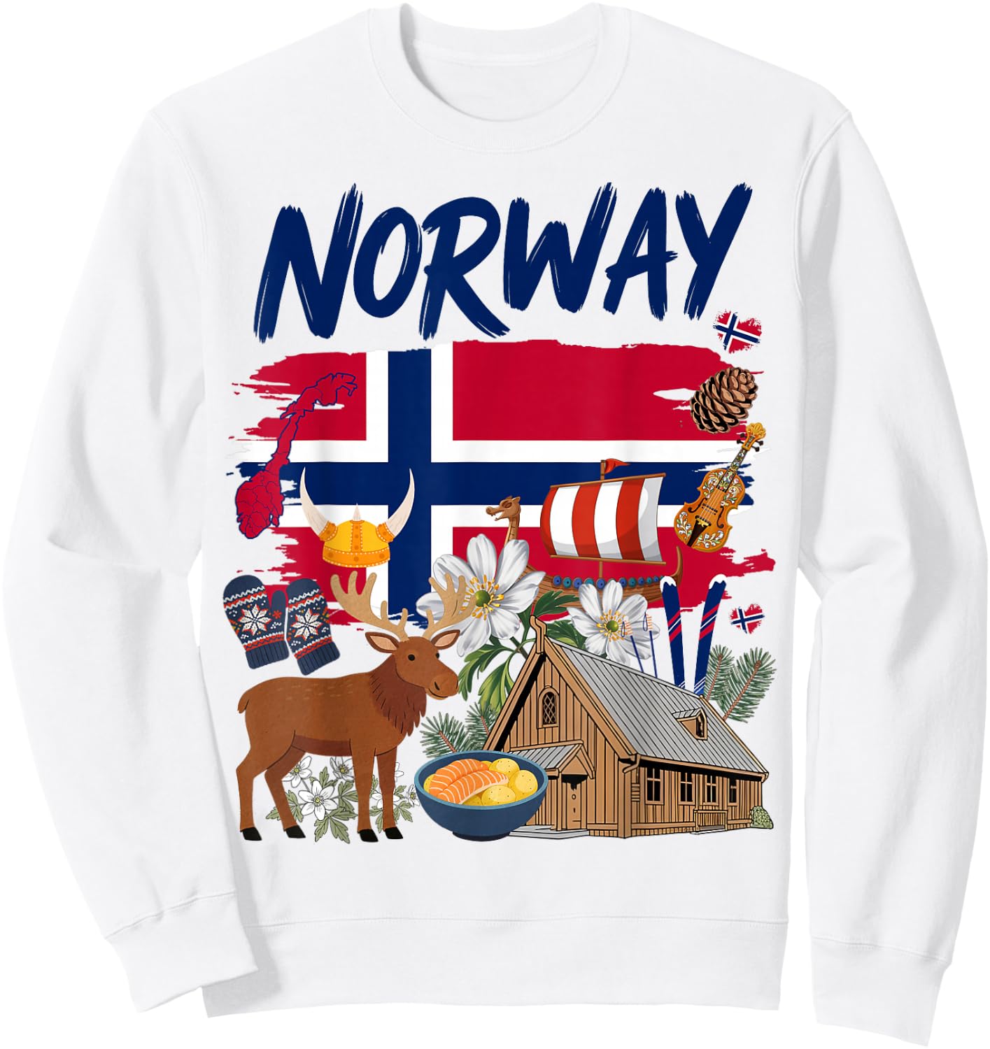 Norwegian Flag Costume Outfit Idea for Kids & Norway Themed Sweatshirt - Sweatshirt | White