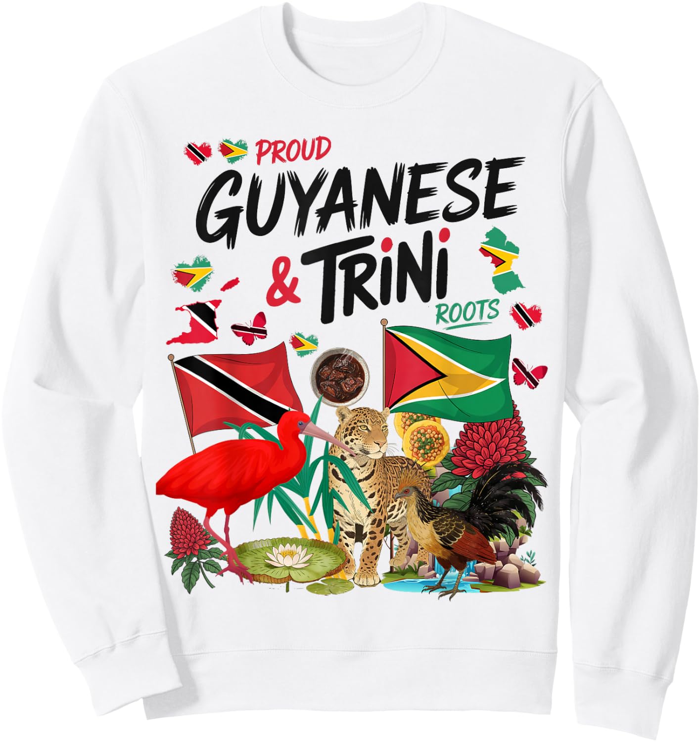 Trinidad & Guyana Flag Outfit Idea for Kids Guyanese Roots Sweatshirt - Sweatshirt | White
