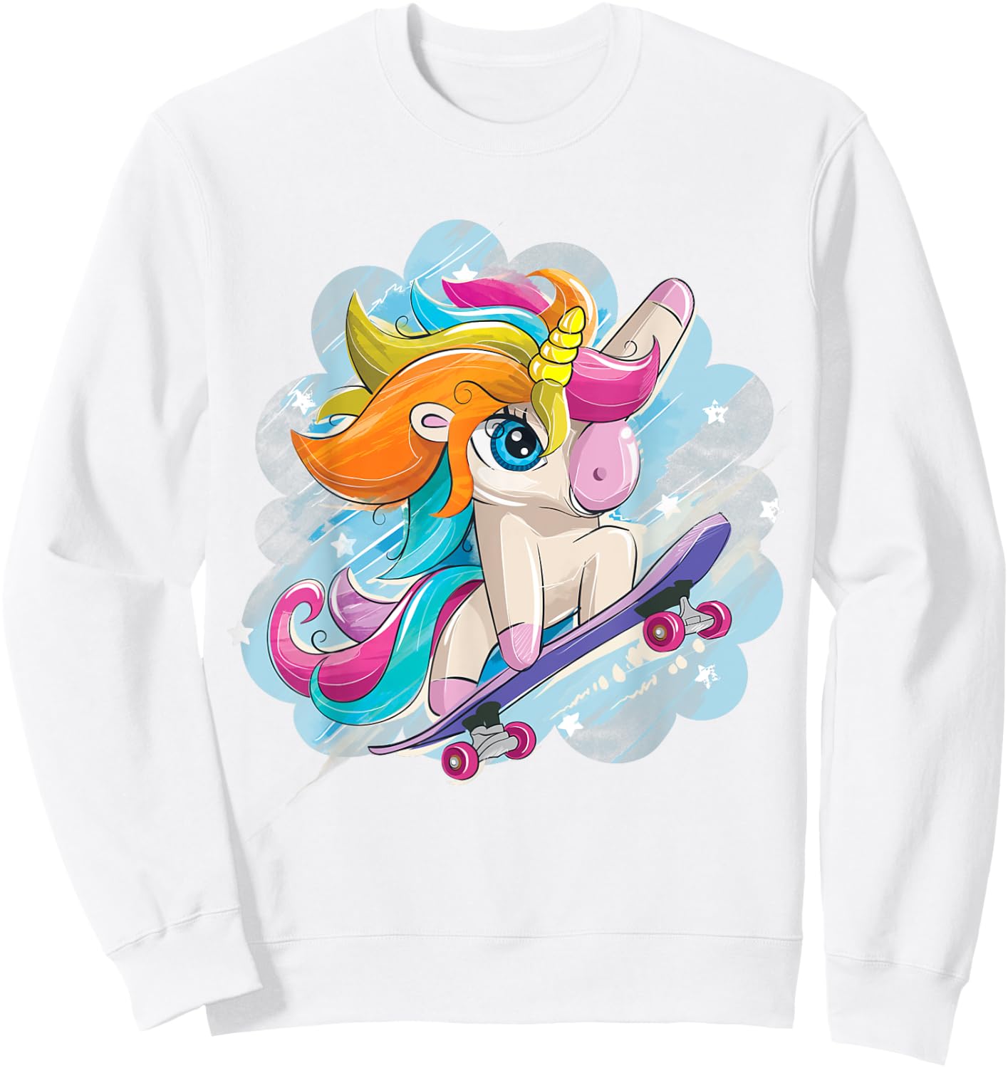 Unicorn Skateboarding Shirt Girls Women Skateboarding Sweatshirt - Sweatshirt | White