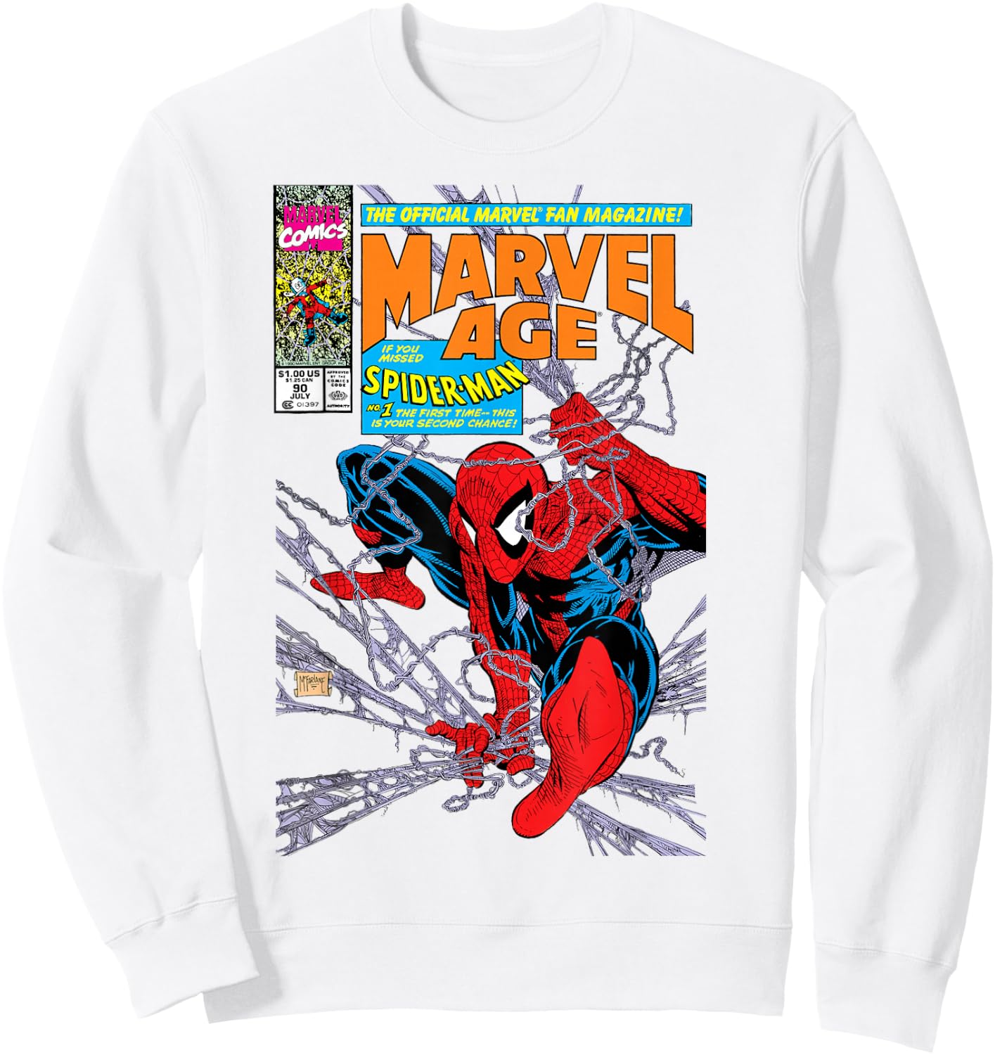 Marvel Comics Spider-Man Retro Comic Book Cover 90s Sweatshirt - Sweatshirt | White