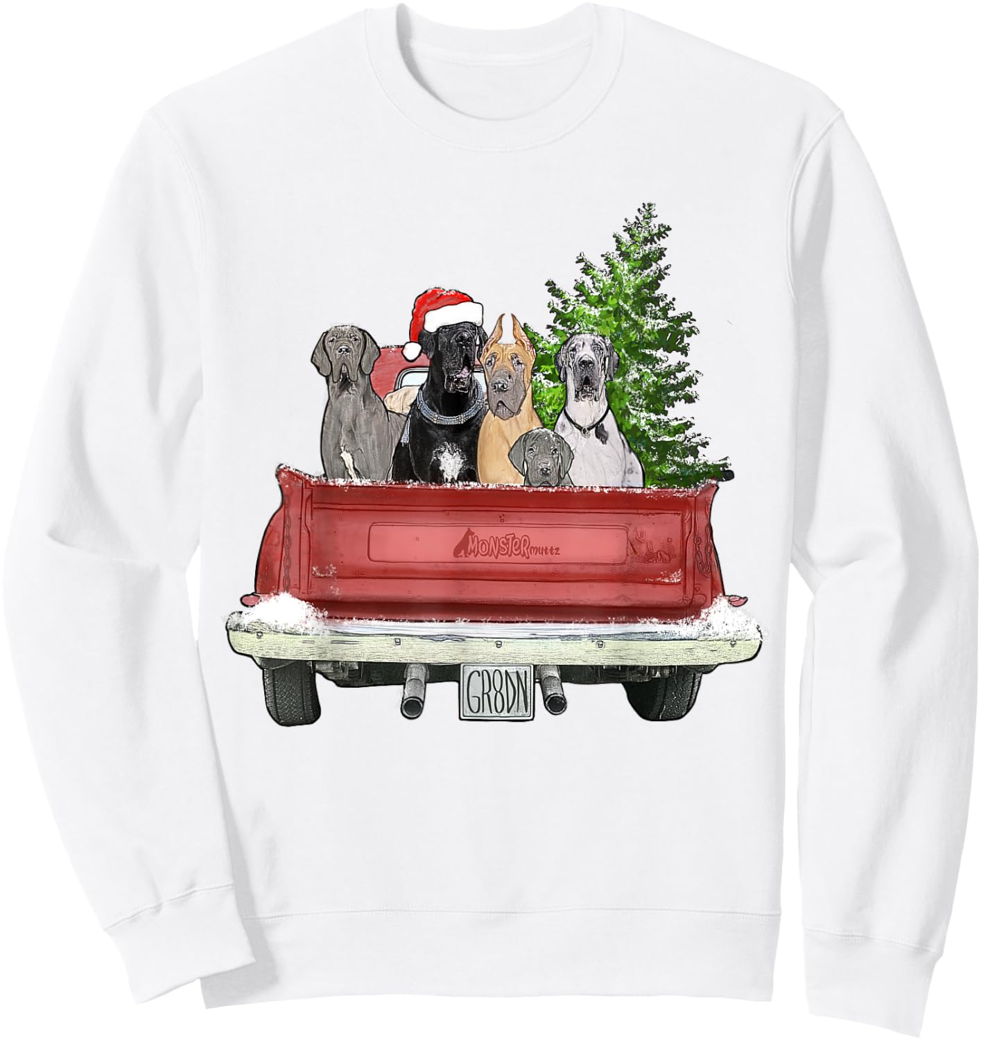Cute Great Dane Christmas Top, Dog Mom Owner Vintage Truck Women Kids Sweatshirt - Sweatshirt | White