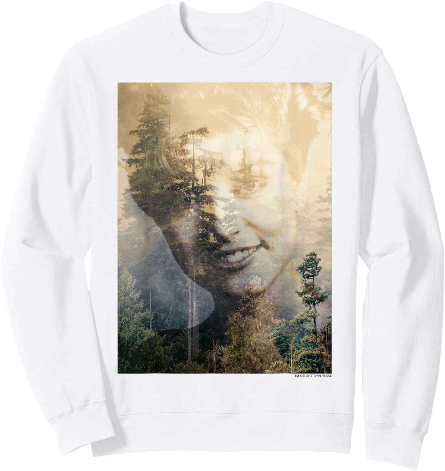 Twin Peaks Laura Double Exposed Forest Photo Graphic Sweatshirt - Sweatshirt | White