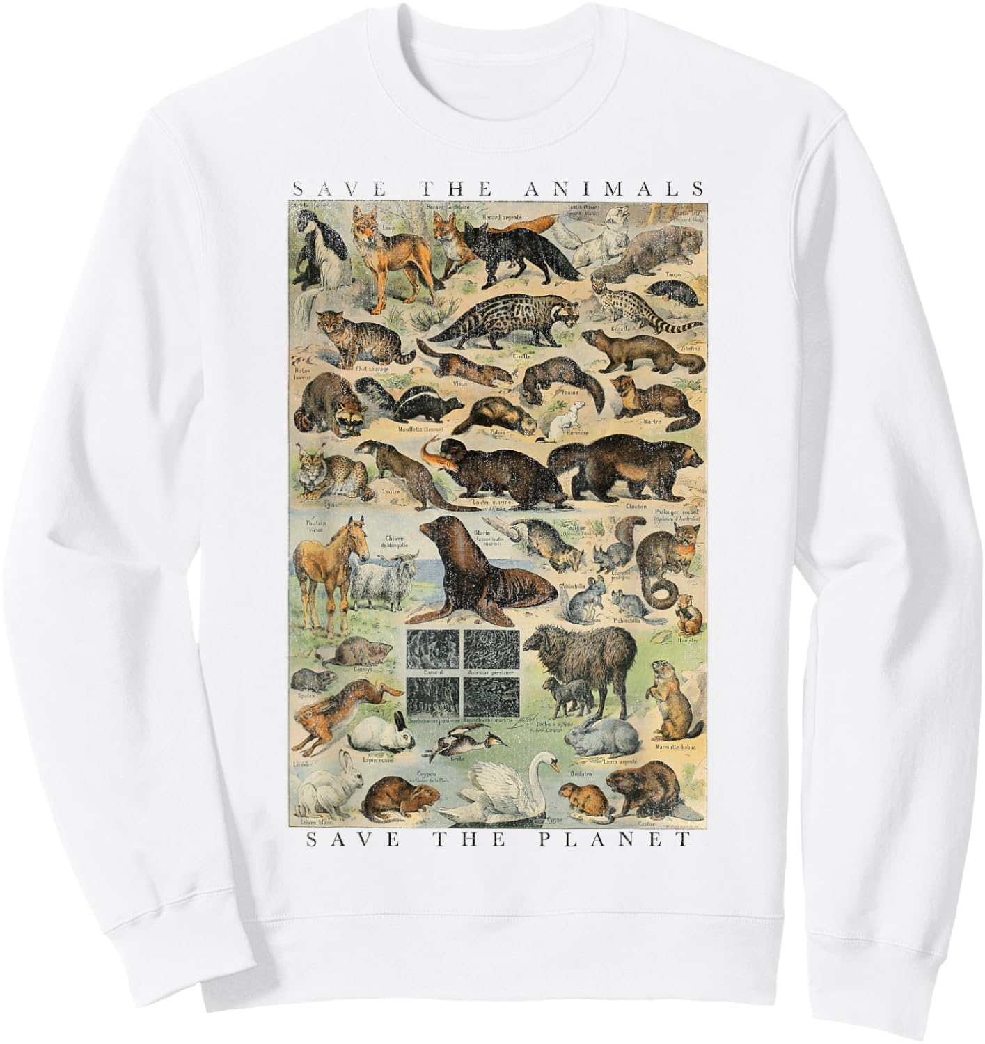 Trendy Save The Animals Save The Planet Sweatshirt - Sweatshirt | White