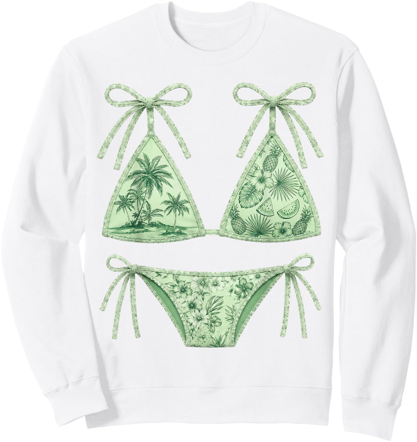 Coquette Summer Bikini Parody Design Preppy Swimsuit Women Sweatshirt - Sweatshirt | White