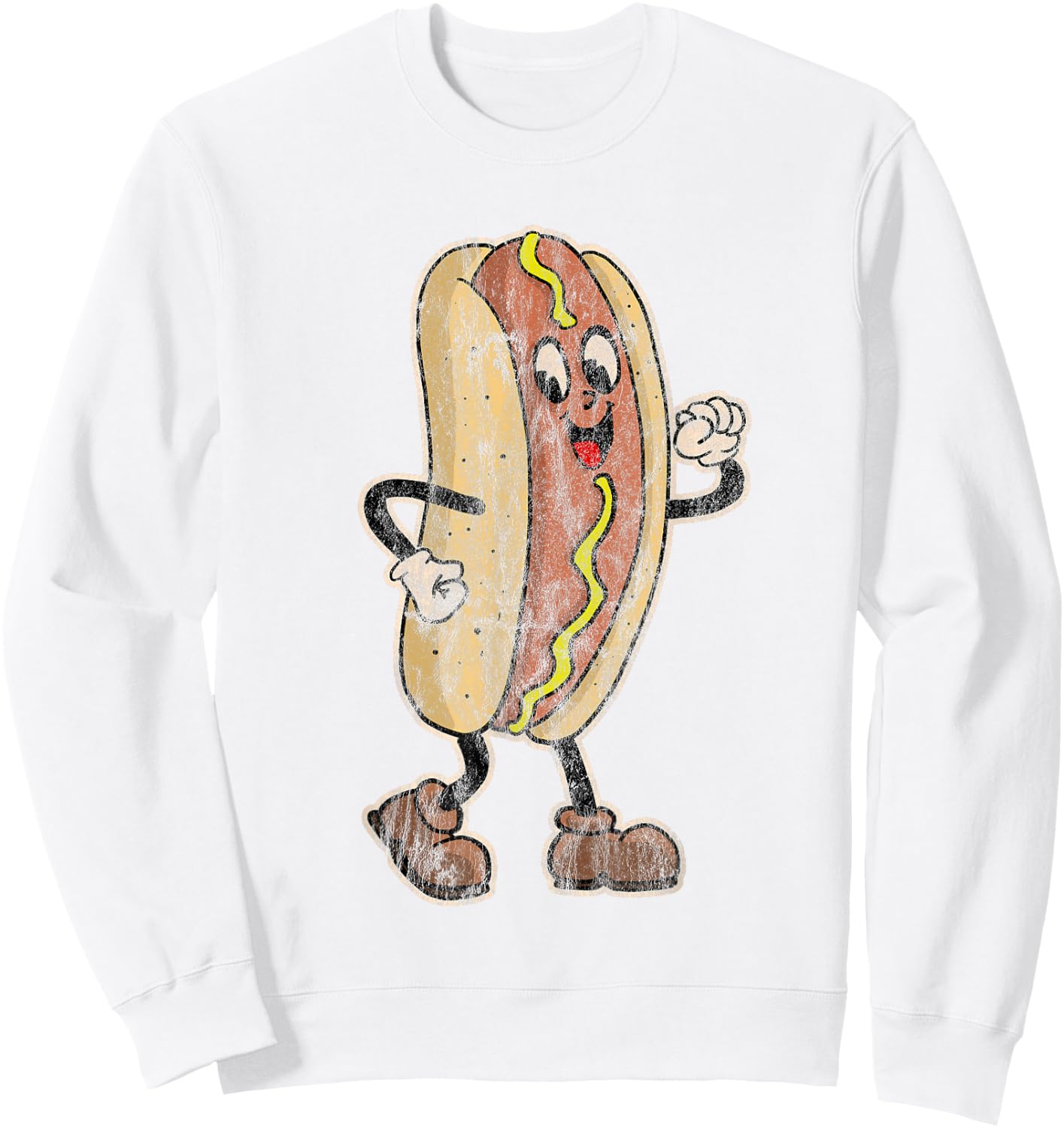Distressed Walking Drive in Movie Hot Dog Sweatshirt - Sweatshirt | White