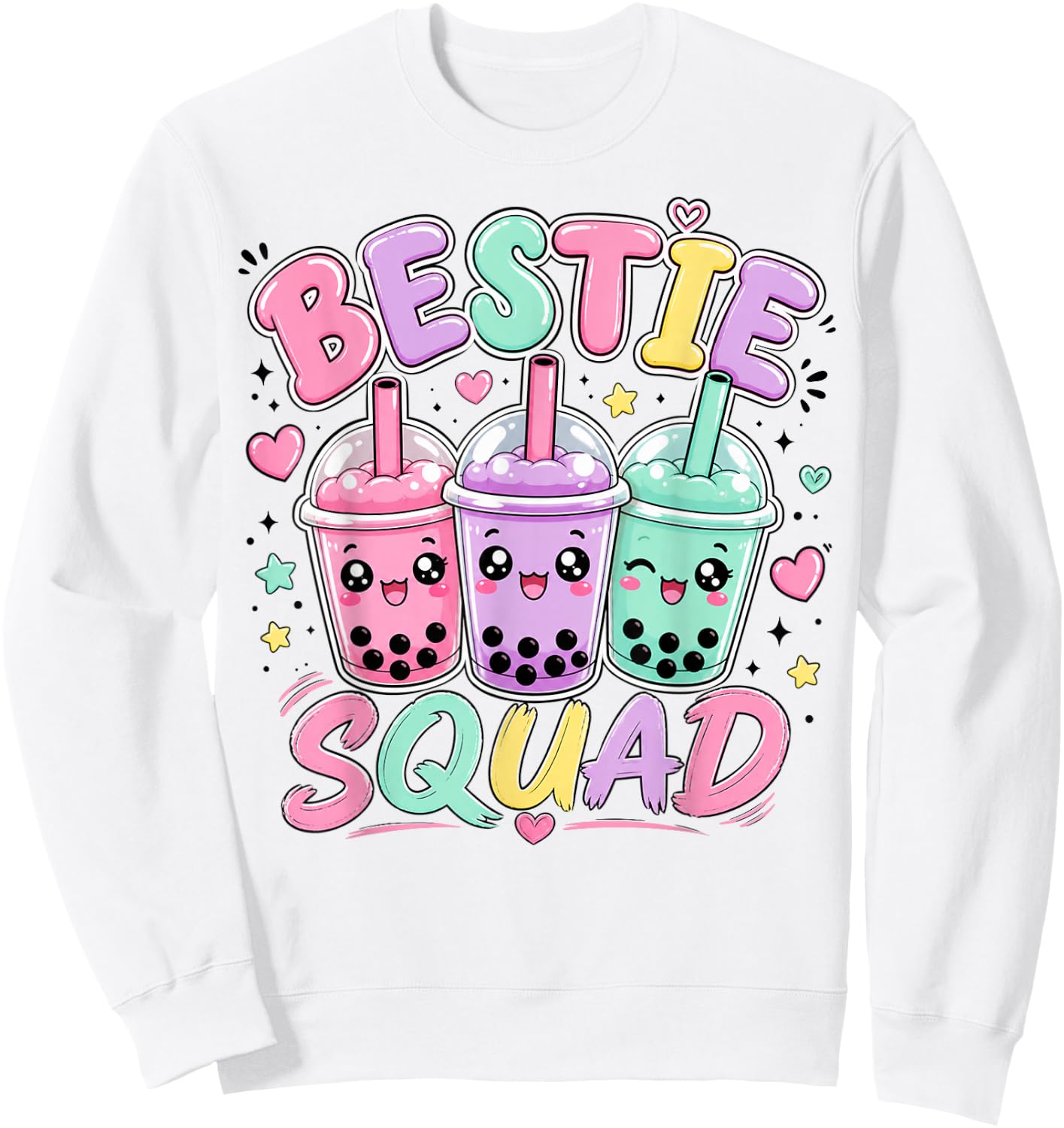 Bestie Squad Twins Day for Girls Bubble Tea Best Friend Sweatshirt - Sweatshirt | White