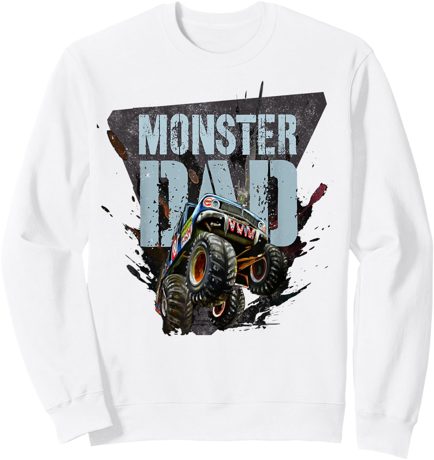 Vintage MONSTER Truck DAD Party Daddy of the Birthday Boy Sweatshirt - Sweatshirt | White