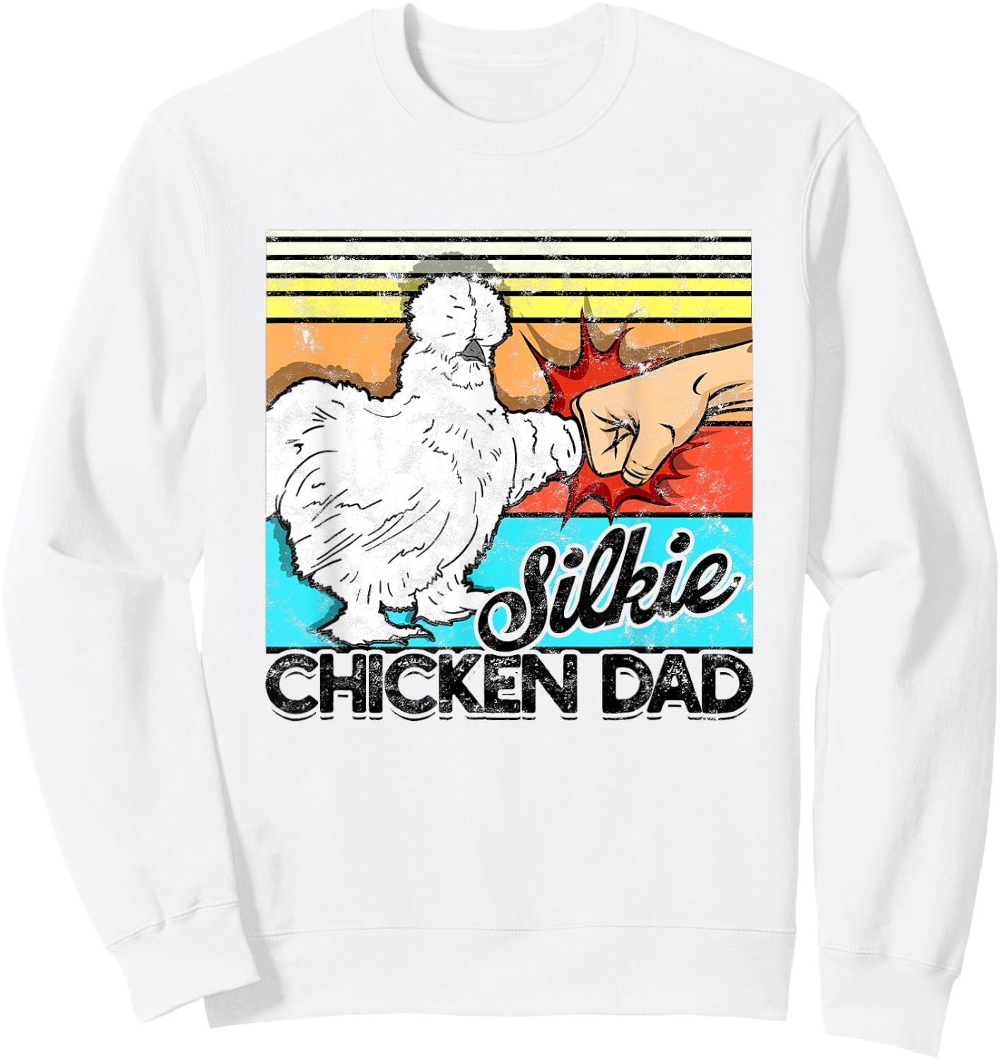 Retro Silkie Chicken Dad Farmer Silky Chickens Sweatshirt - Sweatshirt | White