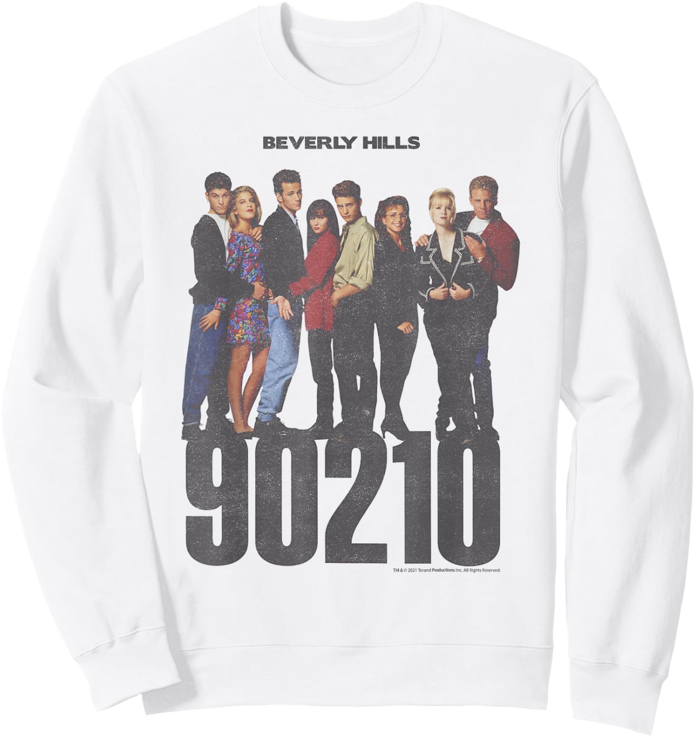 Beverly Hills 90210 Group Shot Cast Line Up Sweatshirt - Sweatshirt | White