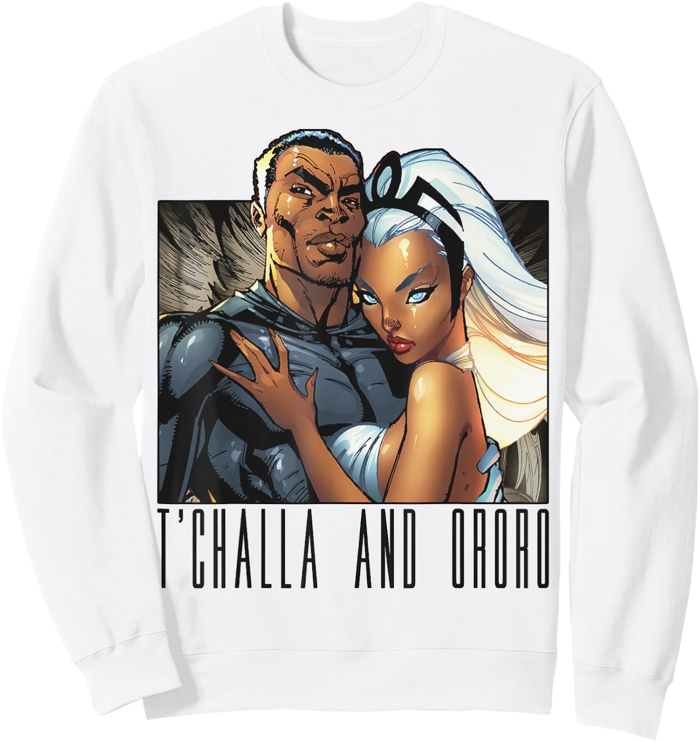 Marvel T'Challa and Ororo Comic Portrait Sweatshirt - Sweatshirt | White