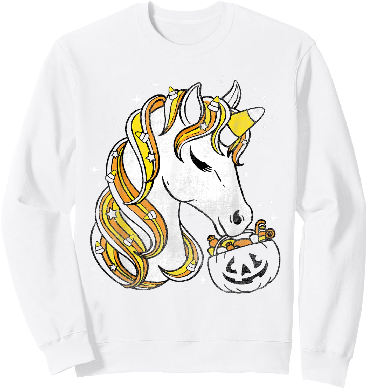 Cute Candy Corn Unicorn Halloween Top Sweatshirt - Sweatshirt | White
