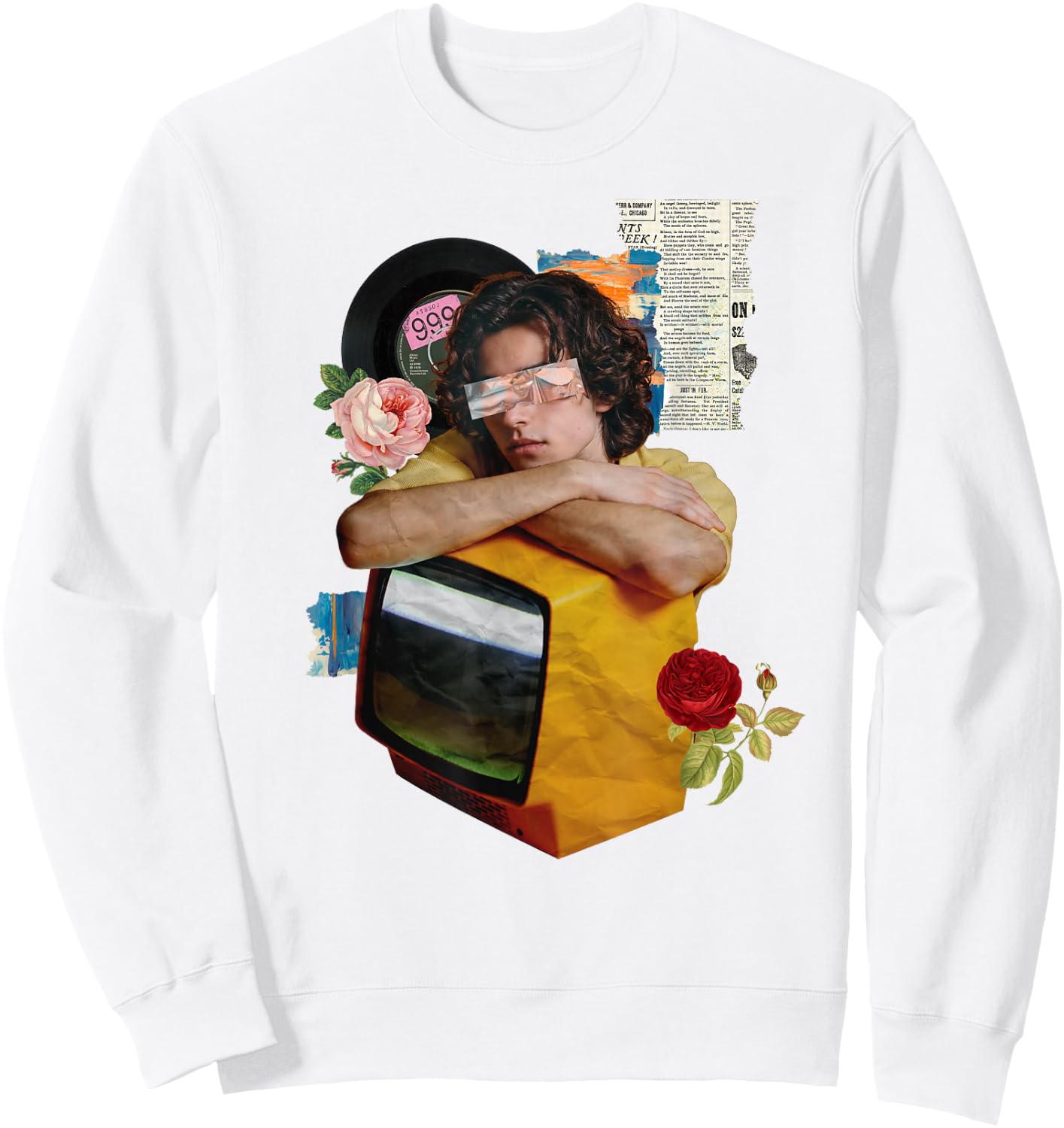 Retro Wrapped Paper TV Girl Sweatshirt - Sweatshirt | White