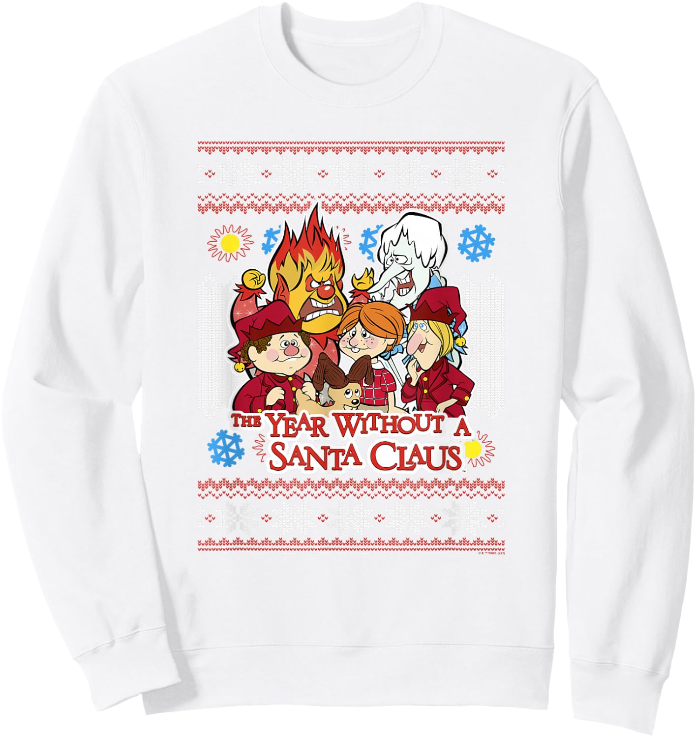 The Year Without A Santa Claus Group Shot Sweater Pattern Sweatshirt - Sweatshirt | White