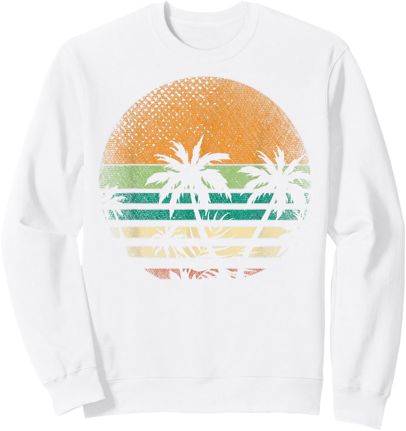 Sunset Beach Palm Trees Summer Vibes Retro Tropical Summer Sweatshirt - Sweatshirt | White