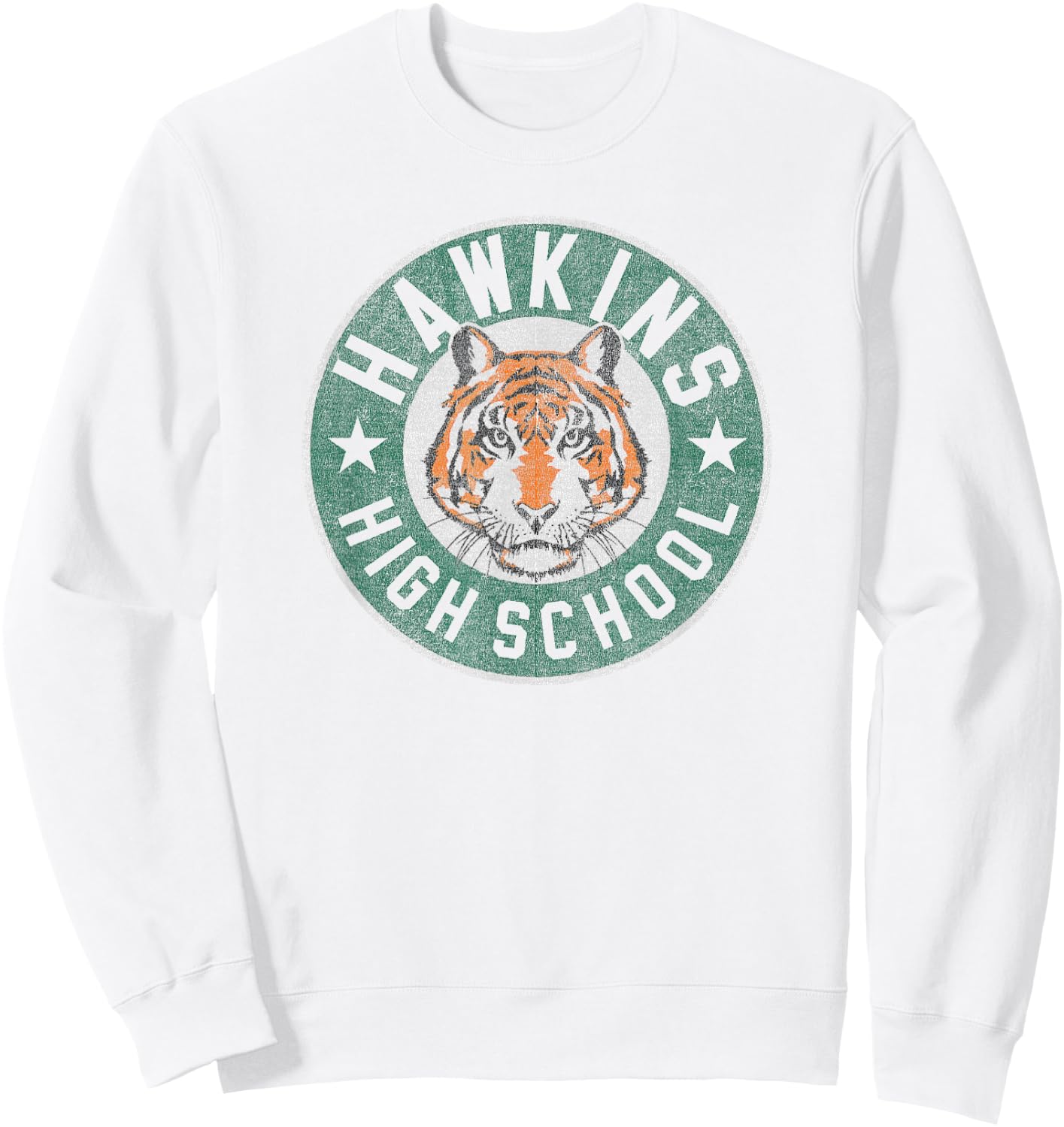 Stranger Things 4 Hawkins High School Tiger Circle Sweatshirt - Sweatshirt | White