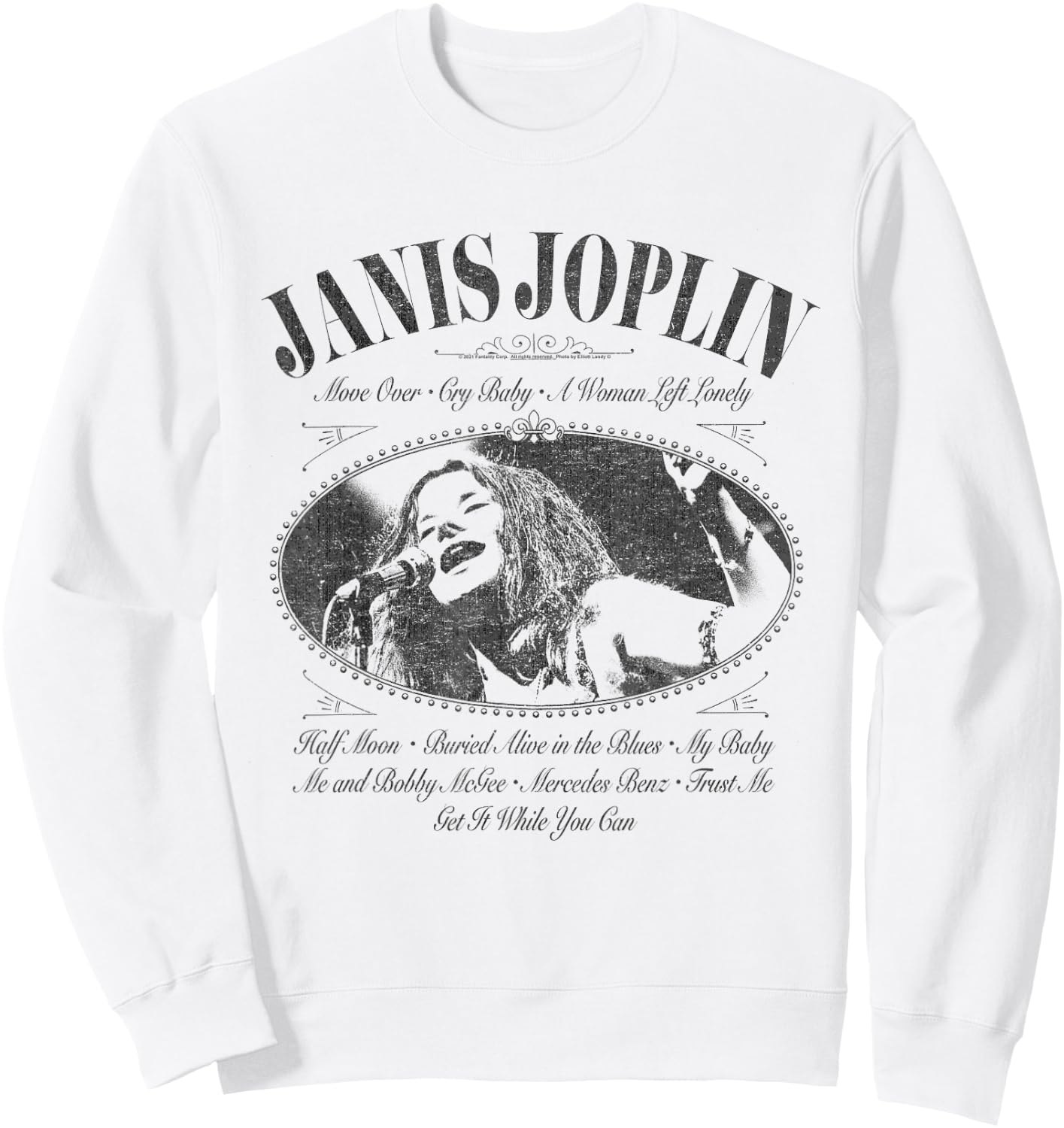 Popfunk Janis Joplin Pearl Bottle Label - Women's Classic Fit White Short Sleeve Letter Print - Small Sweatshirt - Sweatshirt | White