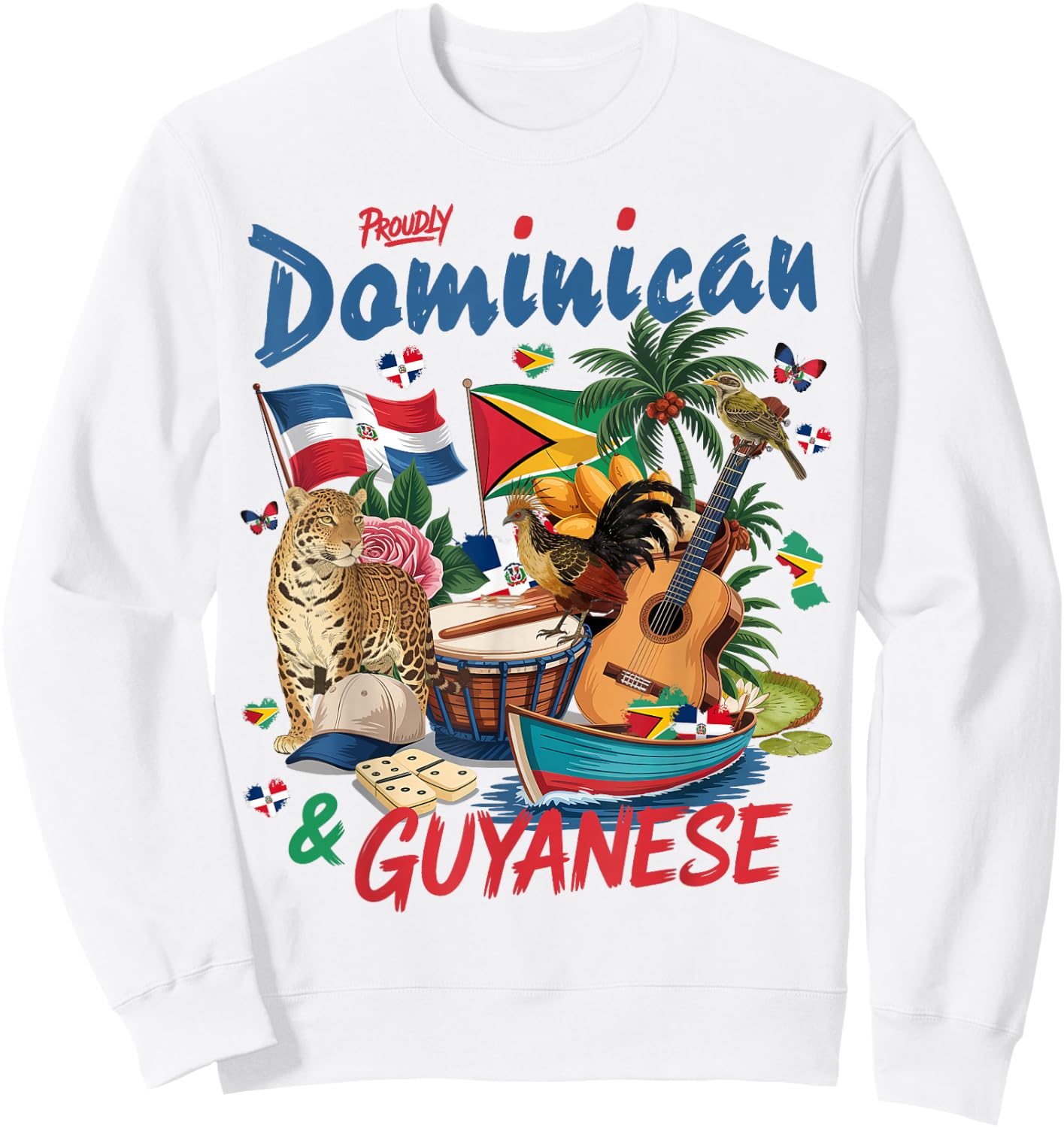 Guyana & Dominican Flag Culture Idea Guyanese Sweatshirt - Sweatshirt | White