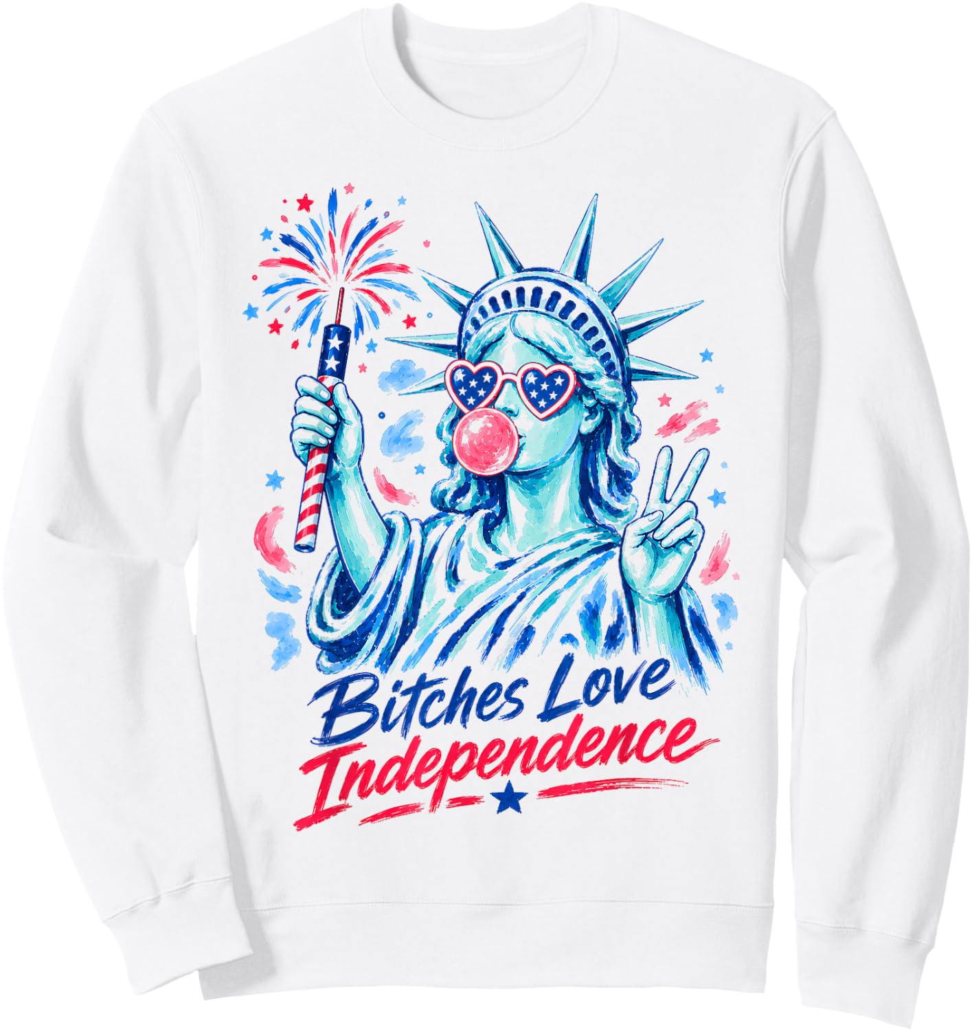 Retro Bitches Love Independence Funny 4th of July Women Sweatshirt - Sweatshirt | White