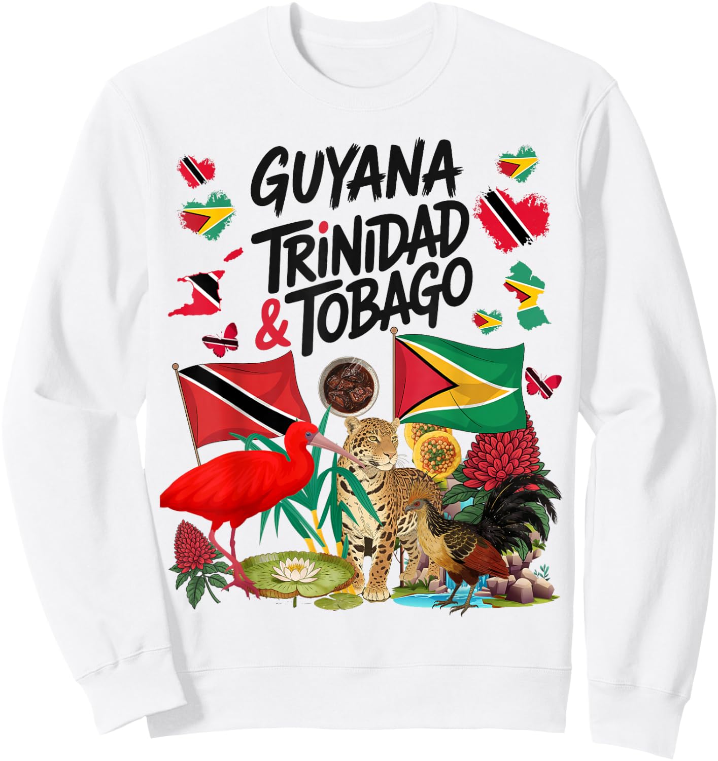 Trinidad & Guyana Flag Outfit Idea Guyanese Roots Sweatshirt - Sweatshirt | White