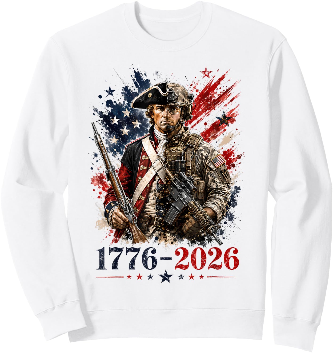 Patriotic 1776 2026 Soldier 250th Anniversary USA 4th July Sweatshirt - Sweatshirt | White