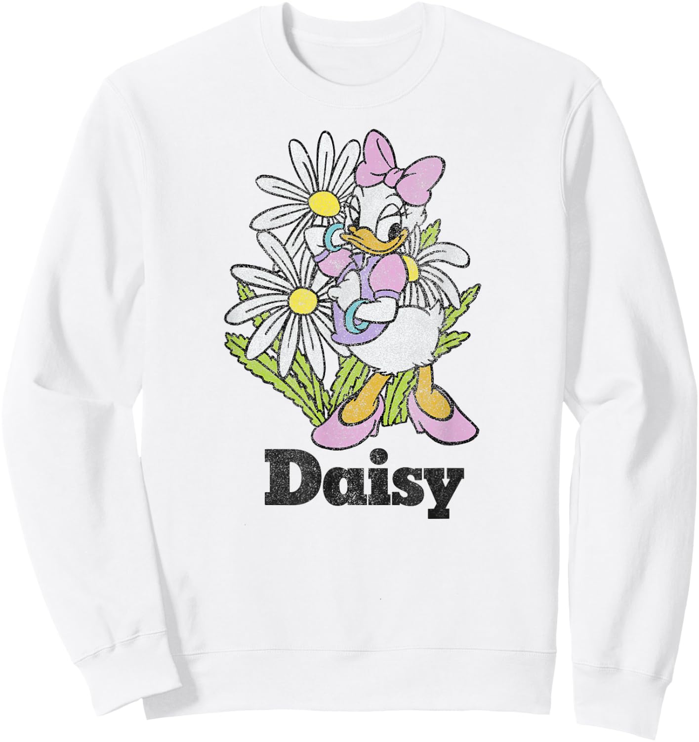 Disney Mickey And Friends Daisy Duck Floral Portrait Sweatshirt - Sweatshirt | White